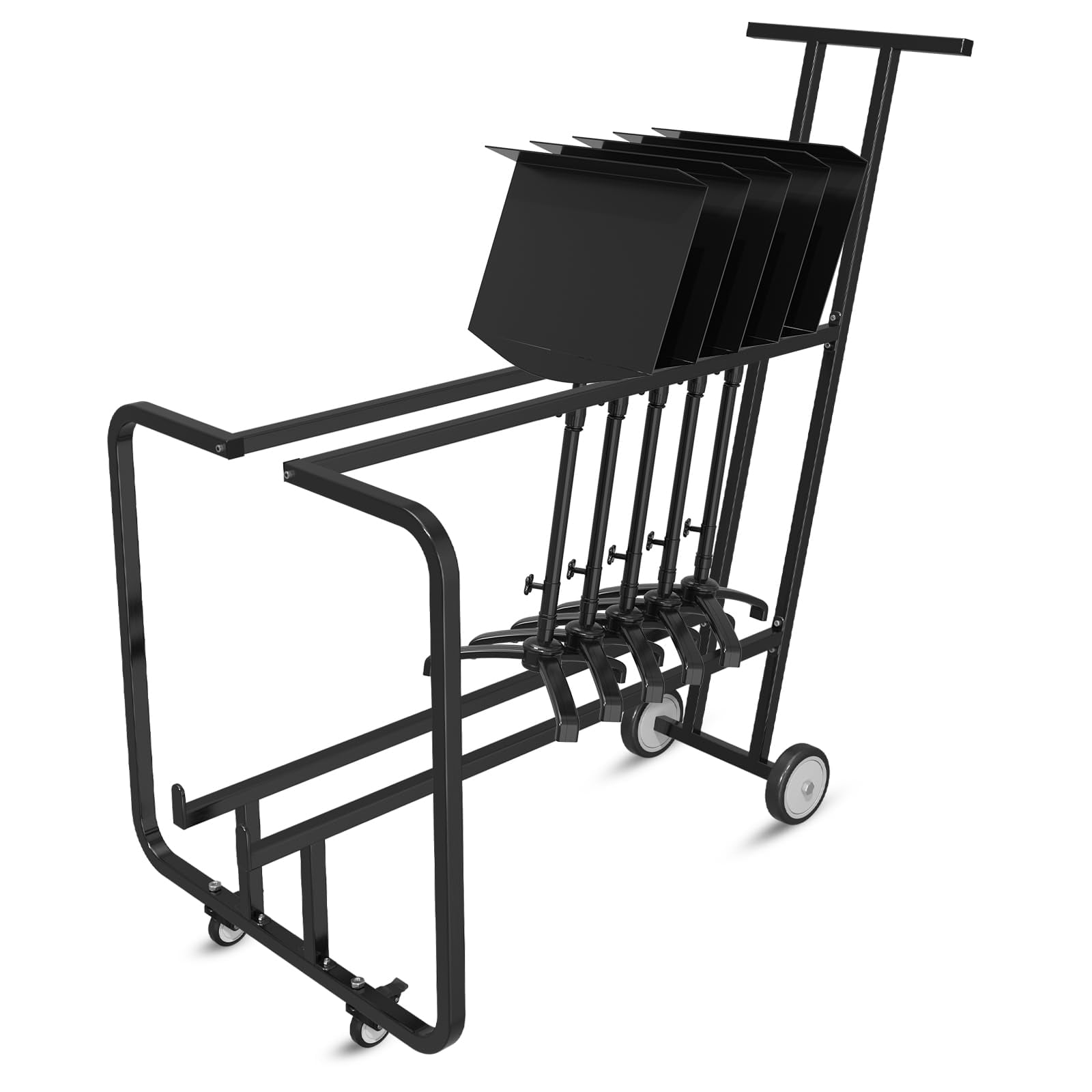 Beciety Music Stand Cart with Wheels, Portable Metal Storage Dolly (Black, 12-Stand Capacity) xgsqa