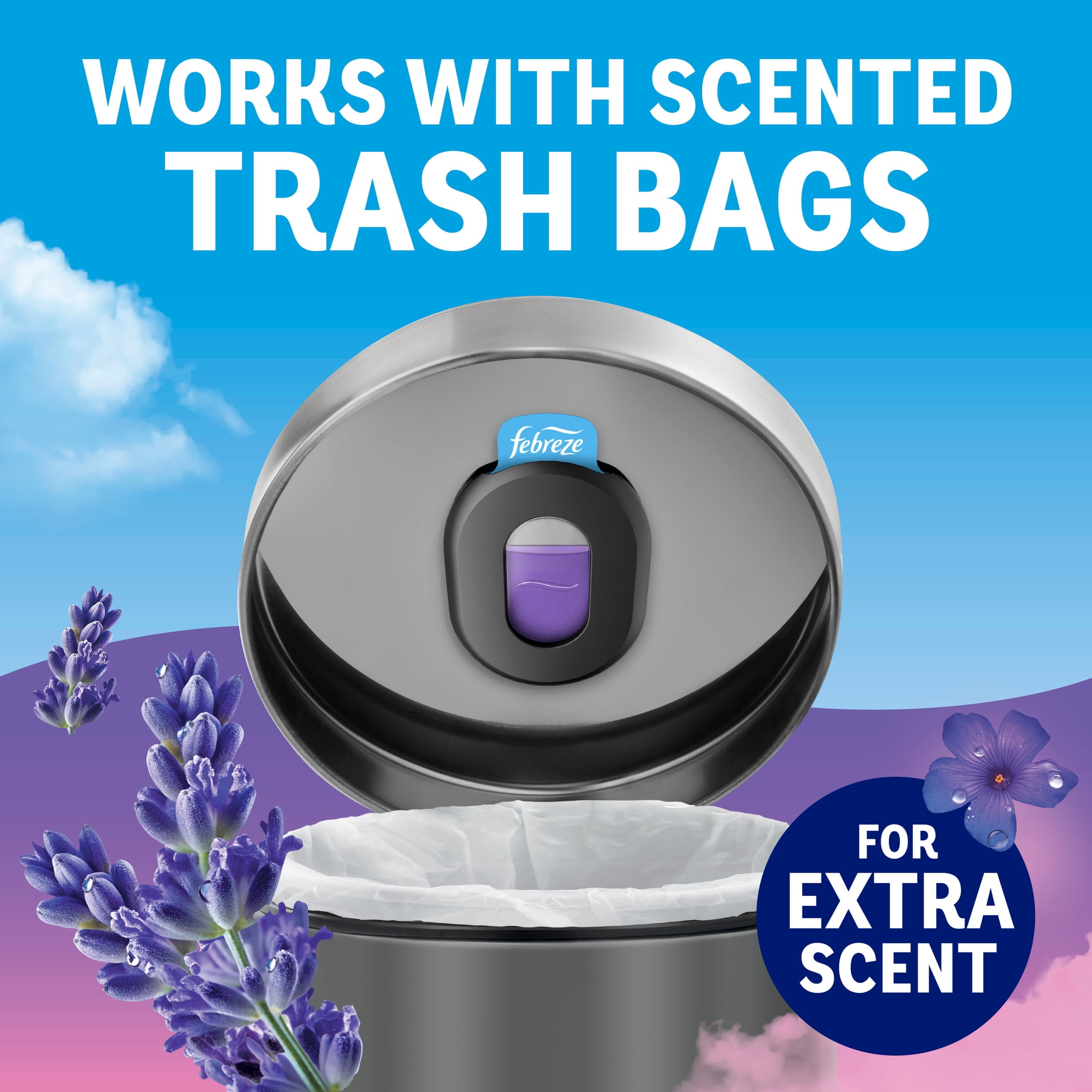 Febreze Trash Odor Fighter Kitchen Deodorizer (Twilight Lavender, 1 Holder and 1 Refill) s8qhk