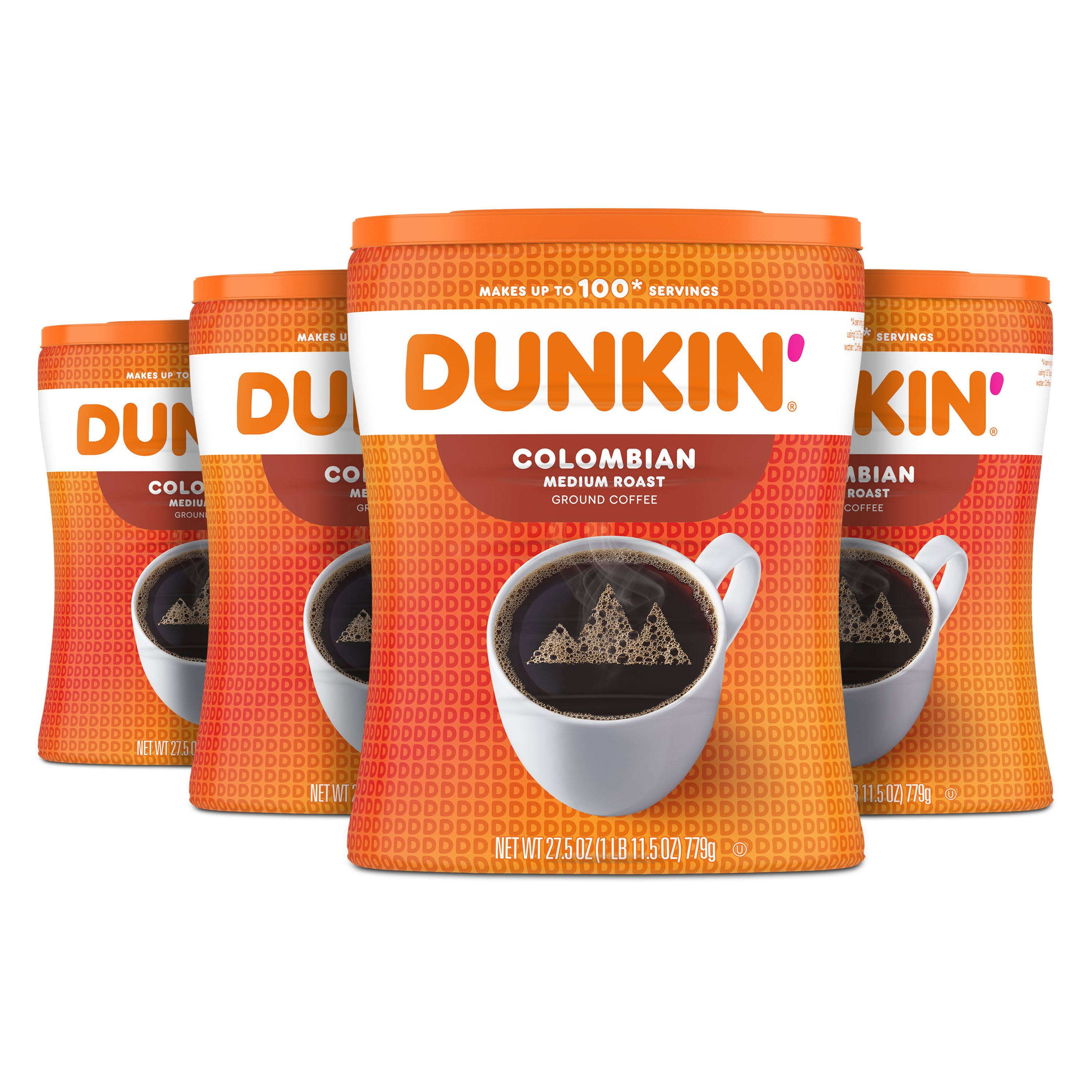 Dunkin’ Colombian Medium Roast Ground Coffee, Smooth & Full-Bodied Flavor (4 Pack, 110 oz Total) 513yv