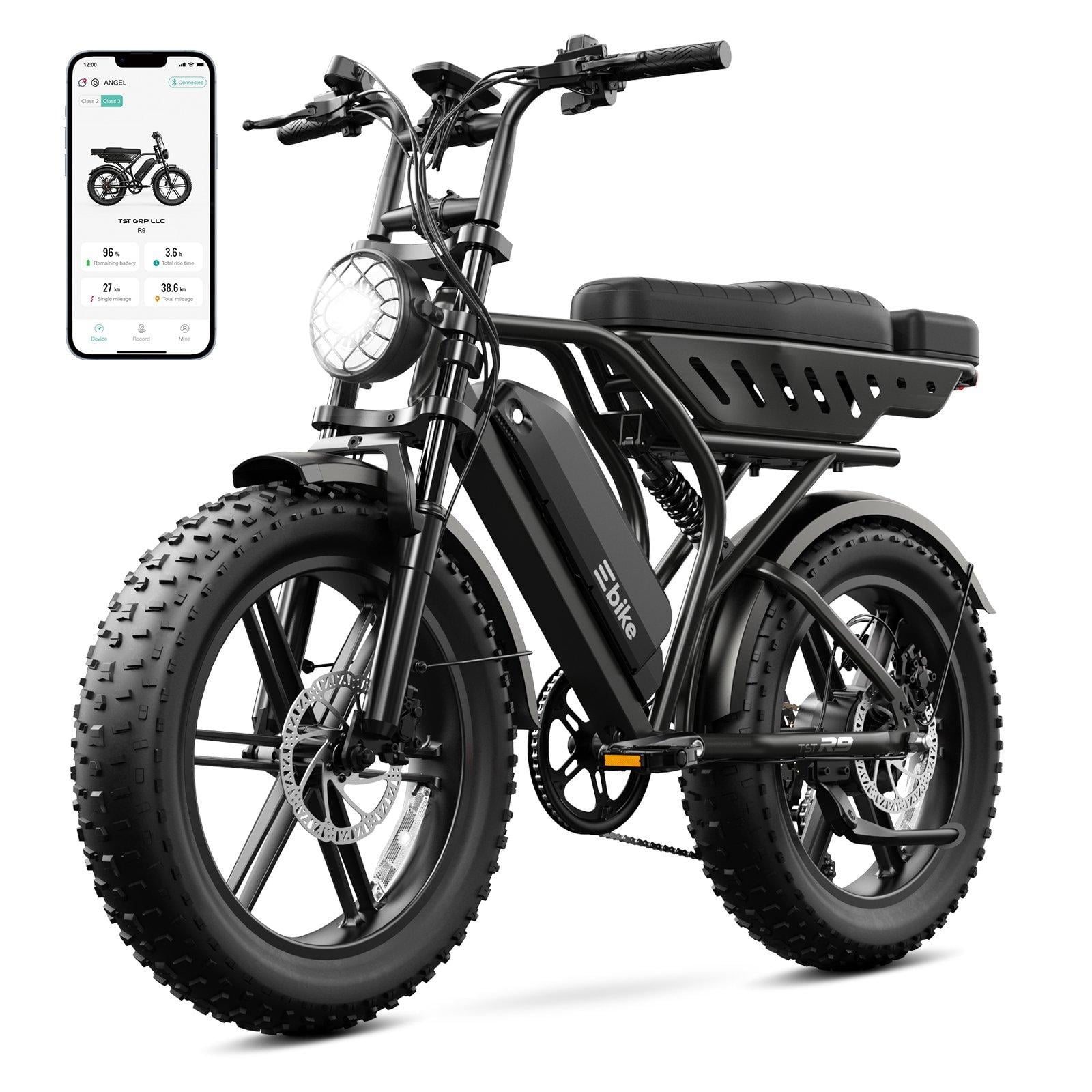 TST Electric Bike for Adults, 750W Motor Fat Tire E-Mountain Bike, Dual Suspension, App Control (Black, 20 in) 3g7t0