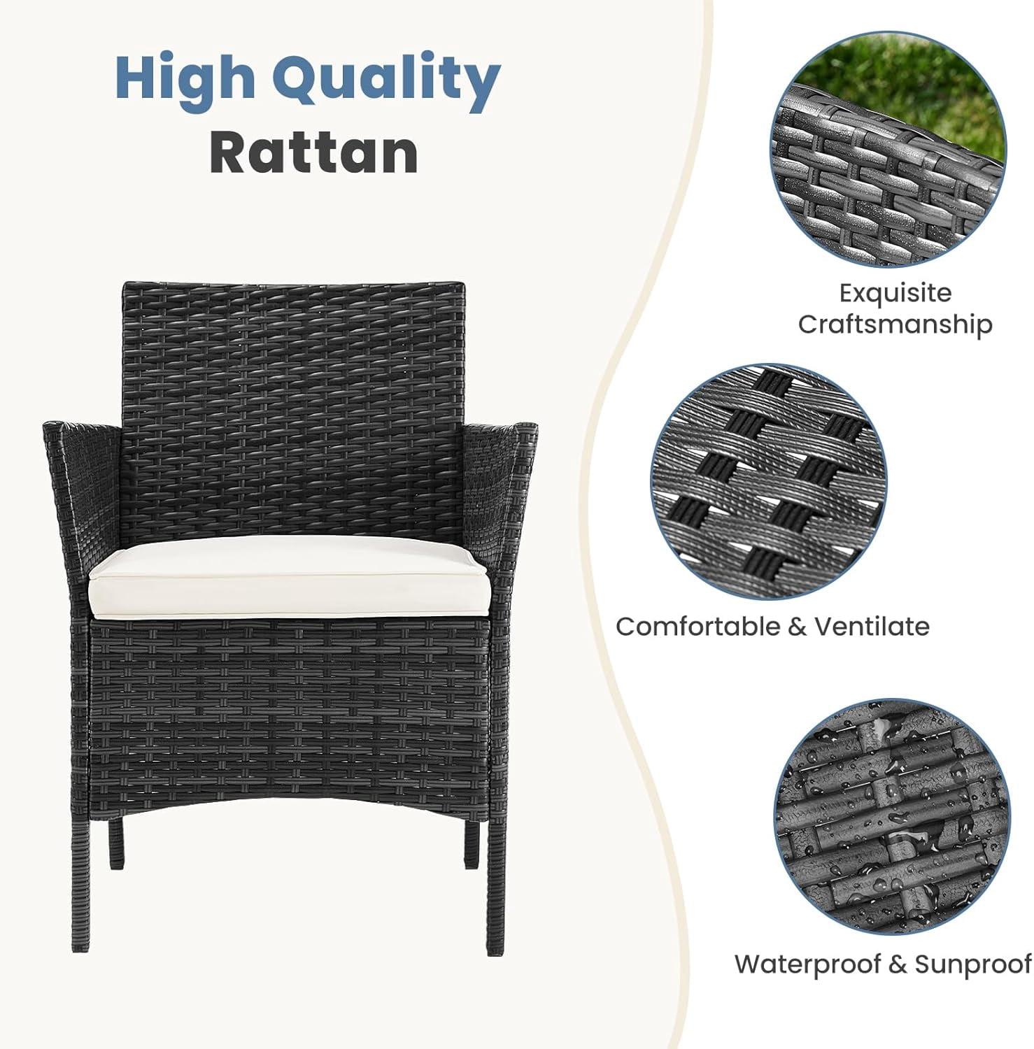 TINKLE WELL 3-Piece Outdoor Rattan Bistro Set, Patio Rocking Chairs with Glass-Top Coffee Table (Light Gray, 3-Piece Set) x3ap2