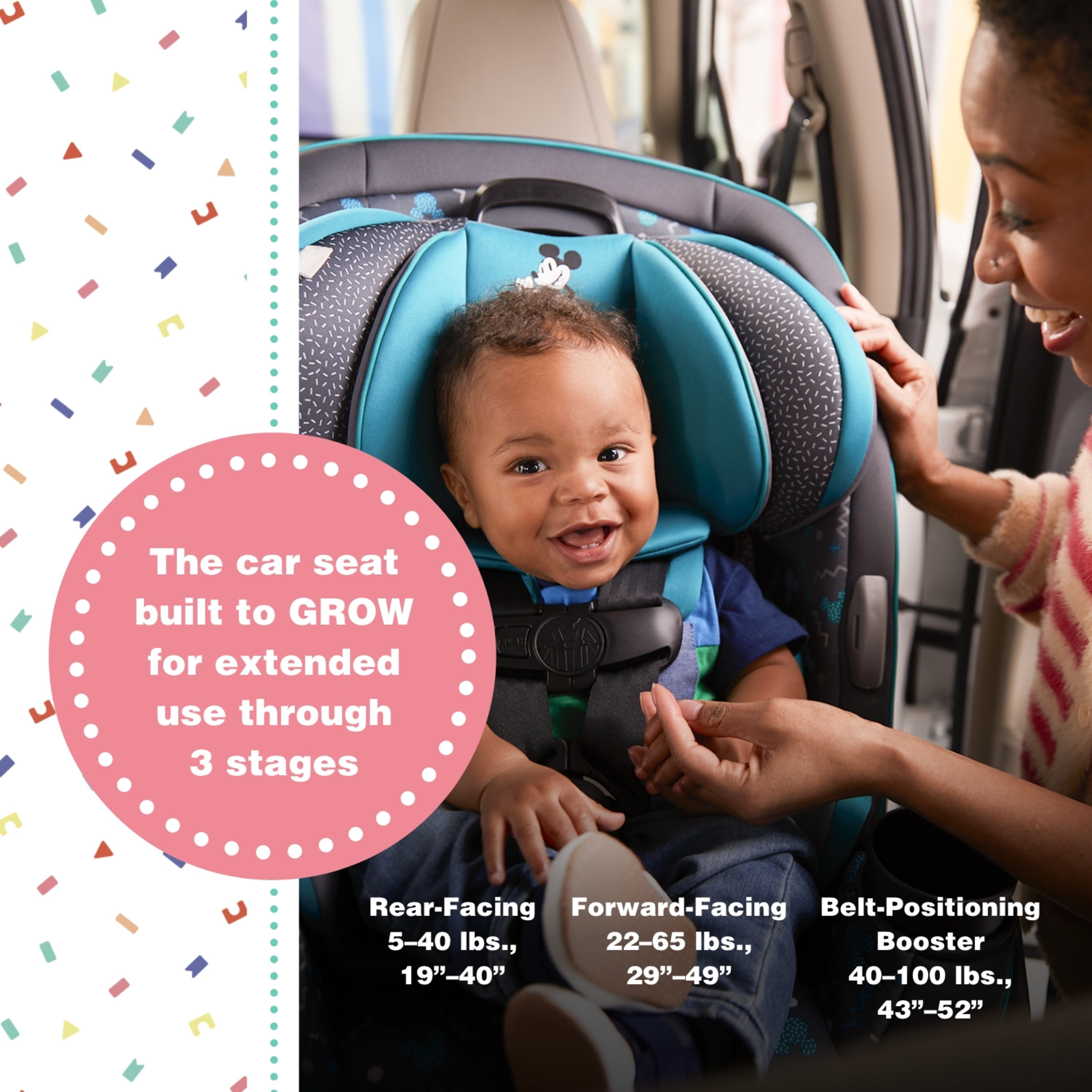 Disney Baby Grow and Go All-in-One Convertible Car Seat (Mickey Sprinkle, 5-100 lb) tlsu0