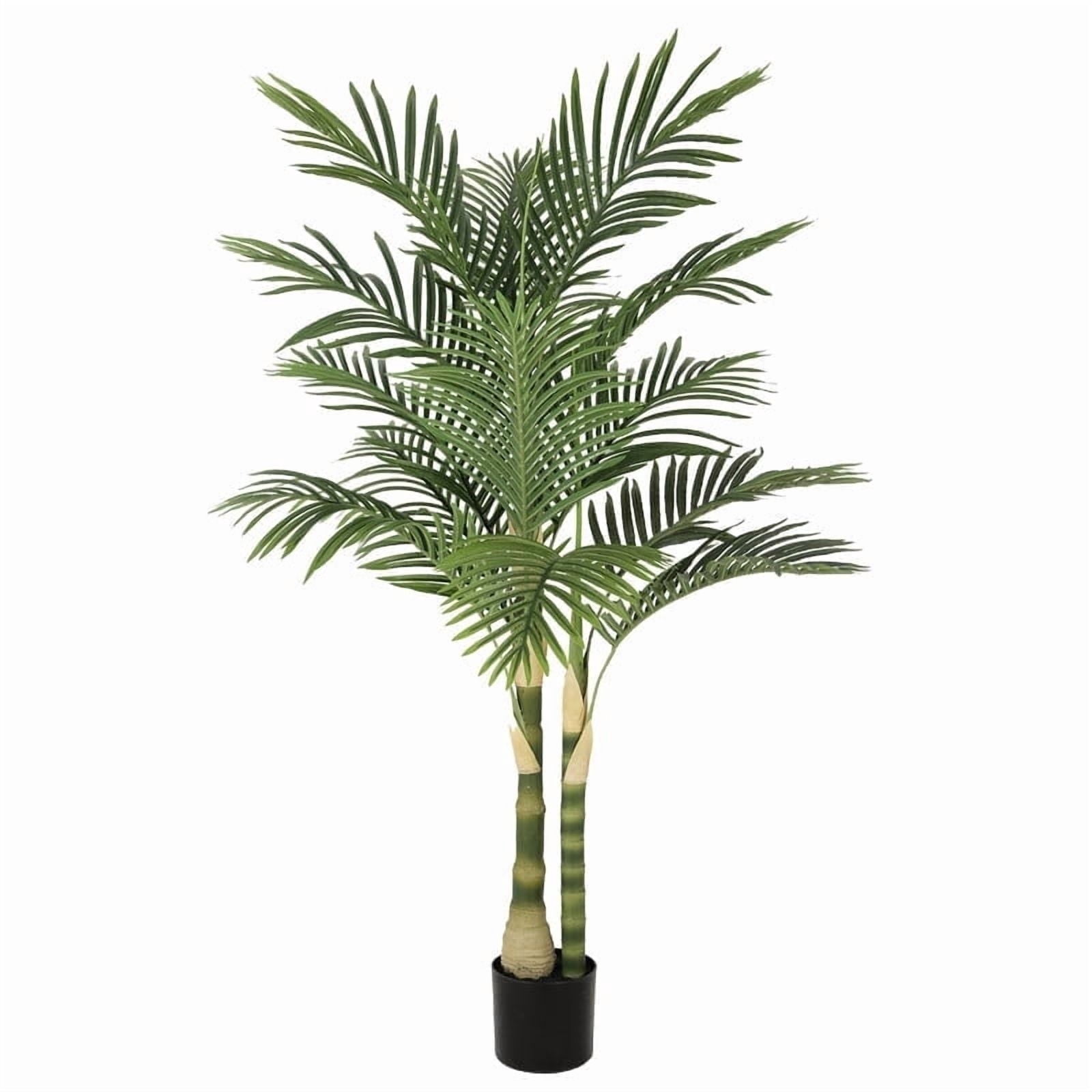 RosyHaven Artificial Golden Cane Palm Tree, UV Resistant Faux Plant for Indoor and Outdoor Decor (Green, 60 in) jh4mx