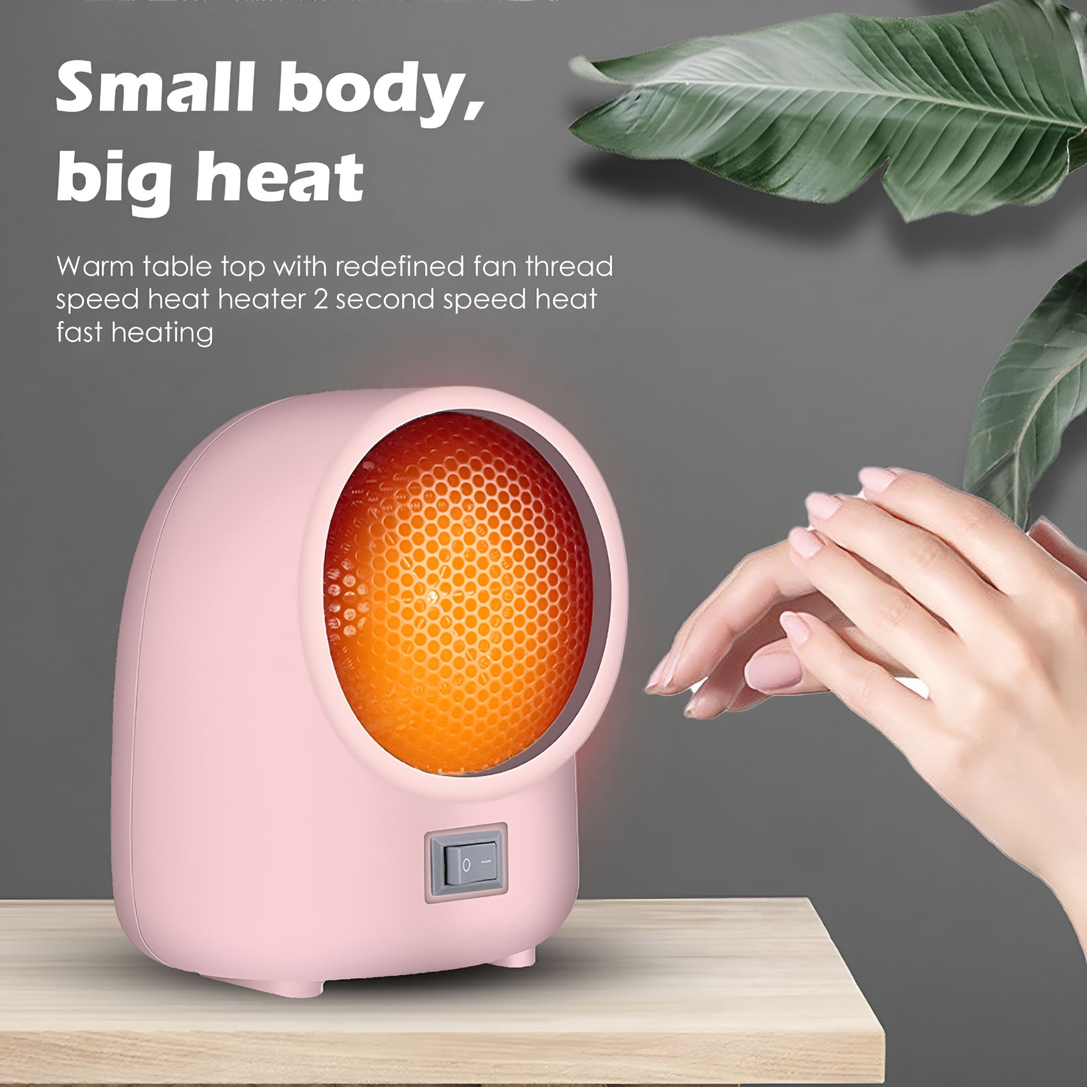 Hibibud Portable Rechargeable Desktop Heater, Fast Heating Personal Space Warmer for Office and Home (Pink) aluq4