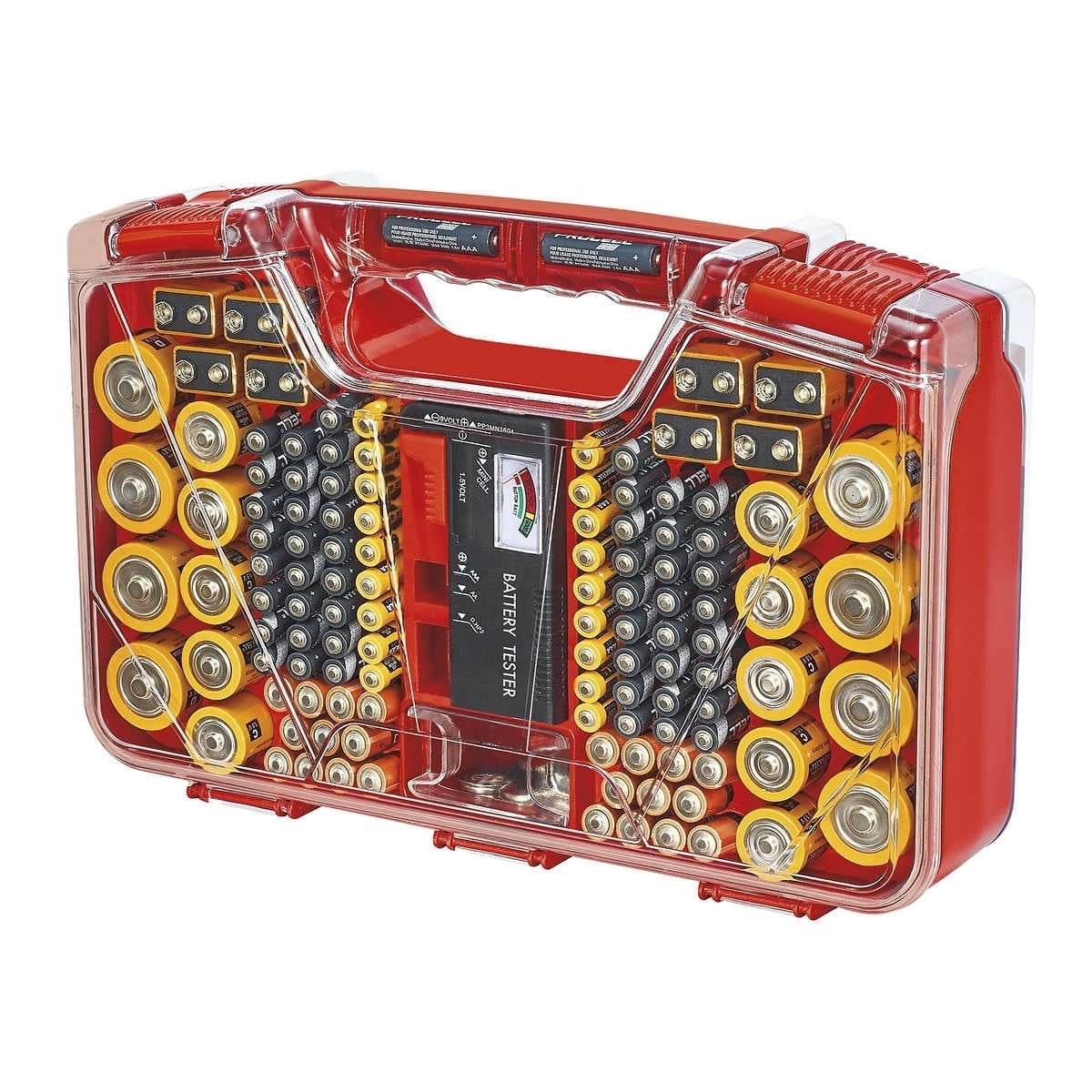 Battery Daddy Battery Storage Organizer Case with Tester (Holds 180 Batteries, Compact) 4wn70