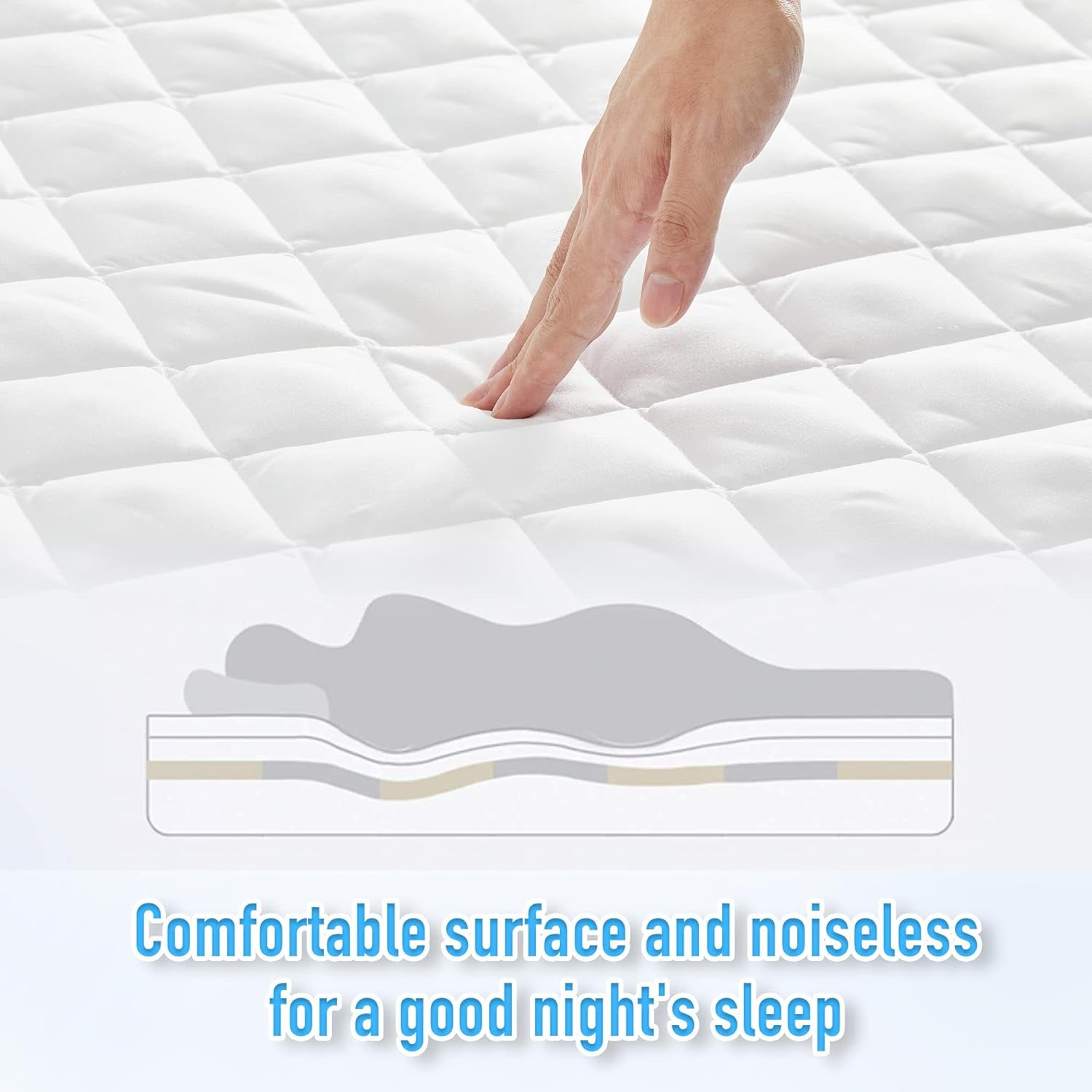 Naiade Waterproof Mattress Pad Protector, Breathable Quilted Mattress Cover with 21 in Deep Pocket (White, Queen) w3r84
