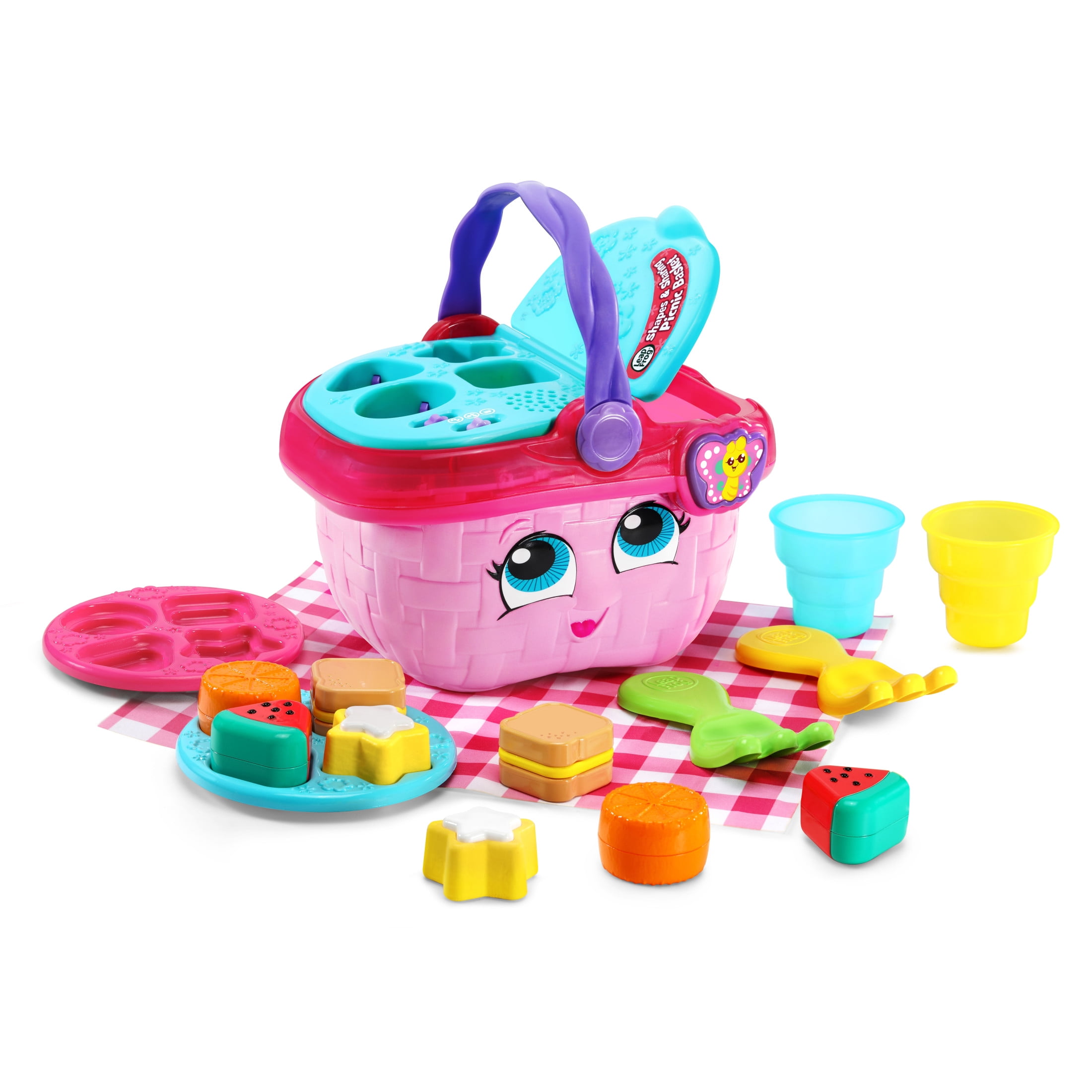 LeapFrog Shapes & Sharing Picnic Basket Interactive Learning Toy (Multi-Color, 15-Piece Set) 8ca1m