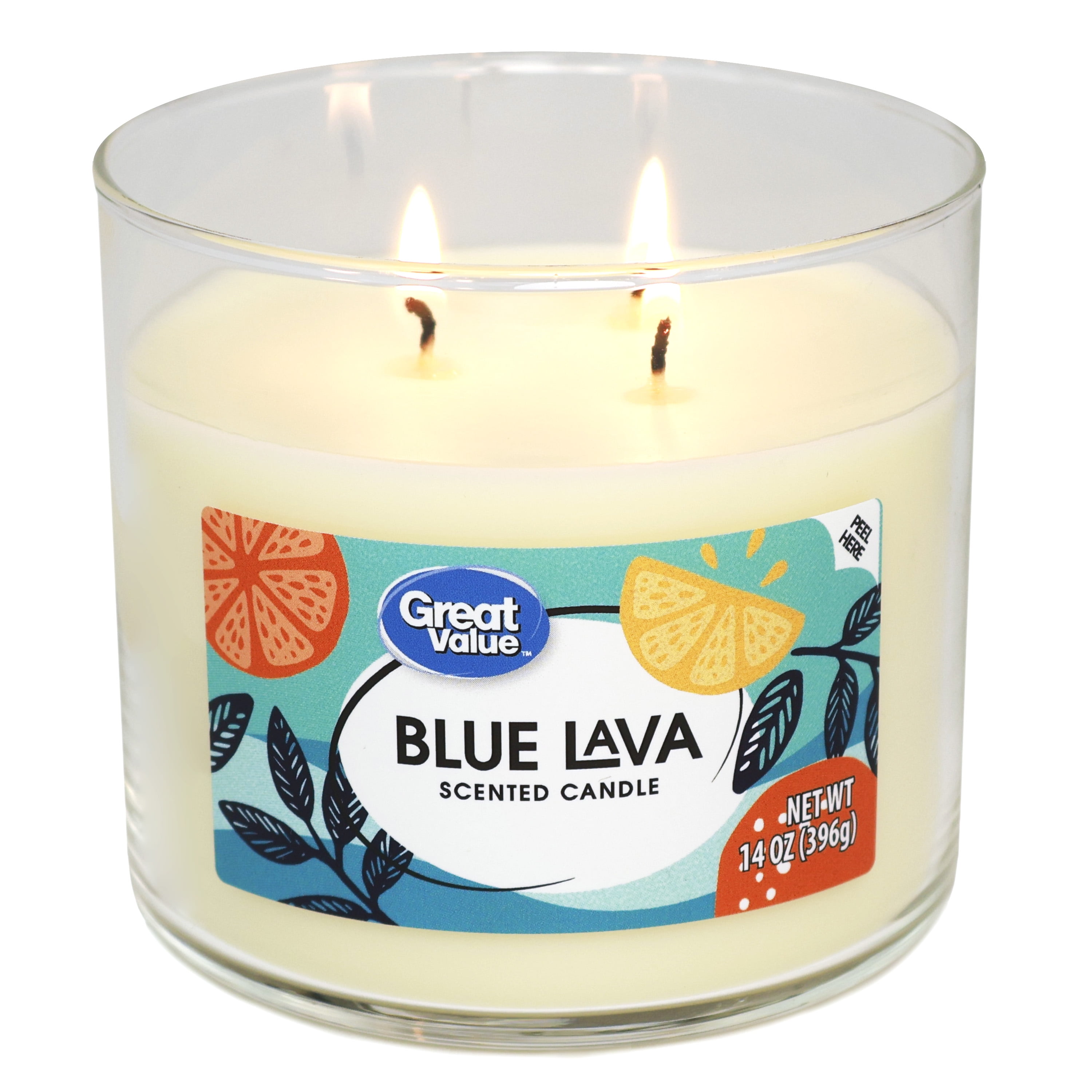 Great Value Scented Candle, 3-Wick Soy-Blend Wax, Blue Lava Fragrance (Blue, 14.5 oz) 0kfbo