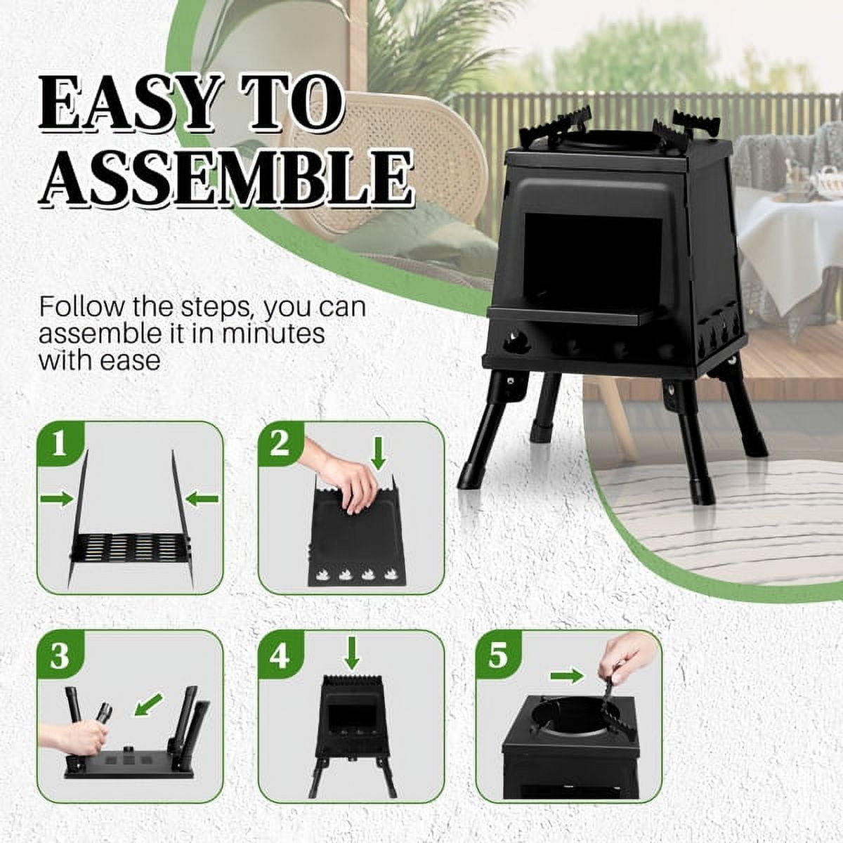 YDLW 38 in Outdoor Fire Pit and BBQ Grill Combo (Black, 38 in) 77elf