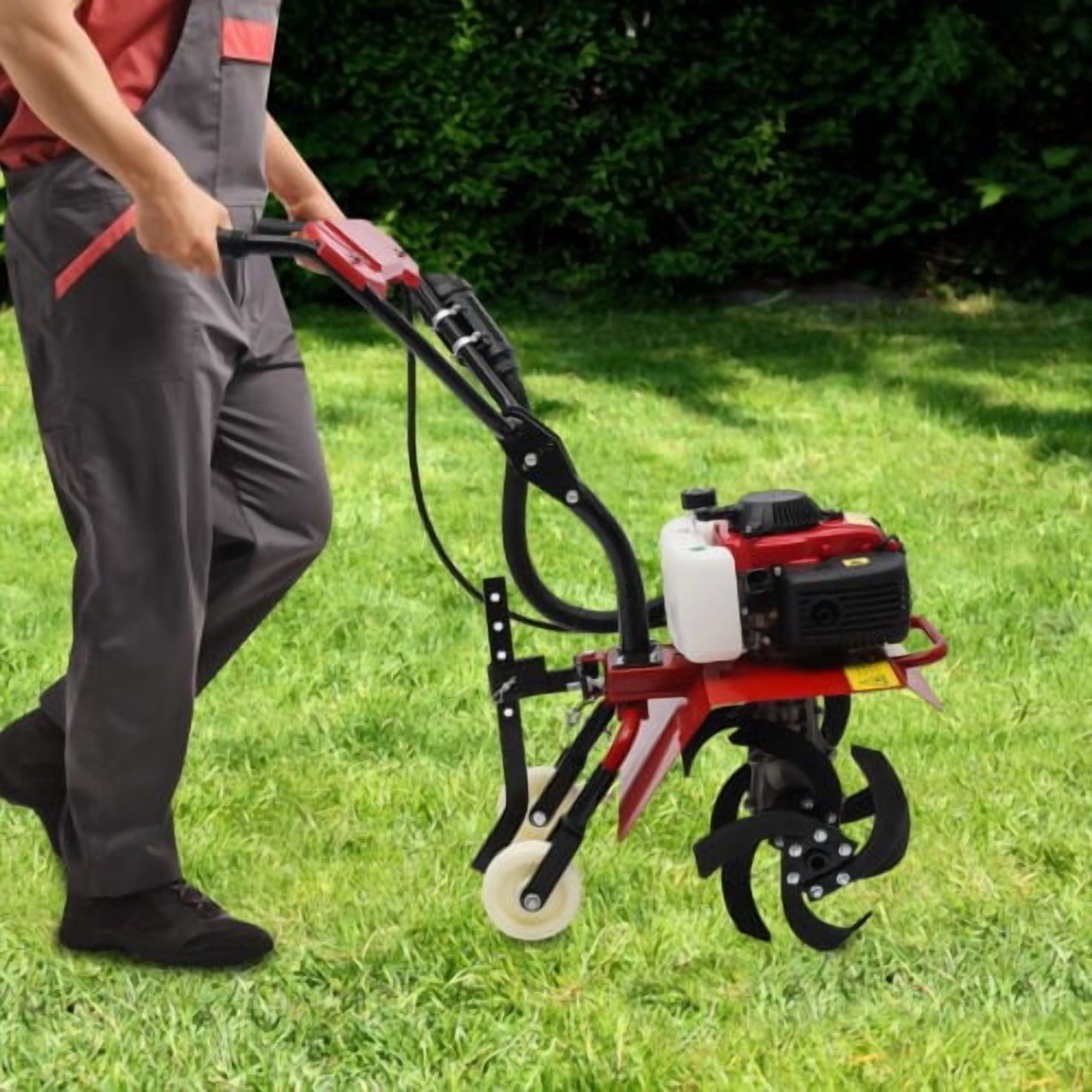 Generic 63cc 4-Stroke Gas Powered Garden Tiller Cultivator (13.78 in Tilling Width, 0.25 gal Fuel Tank) j4m74