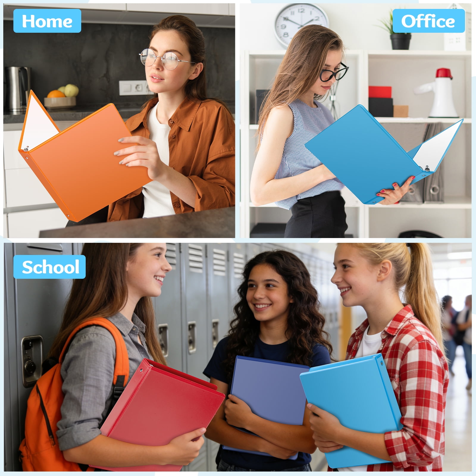 COMIX 3-Ring Binder, 1 in Round Ring, 200 Sheet Capacity, Durable Office Organizer (Assorted Colors, 12 Pack) npi2w