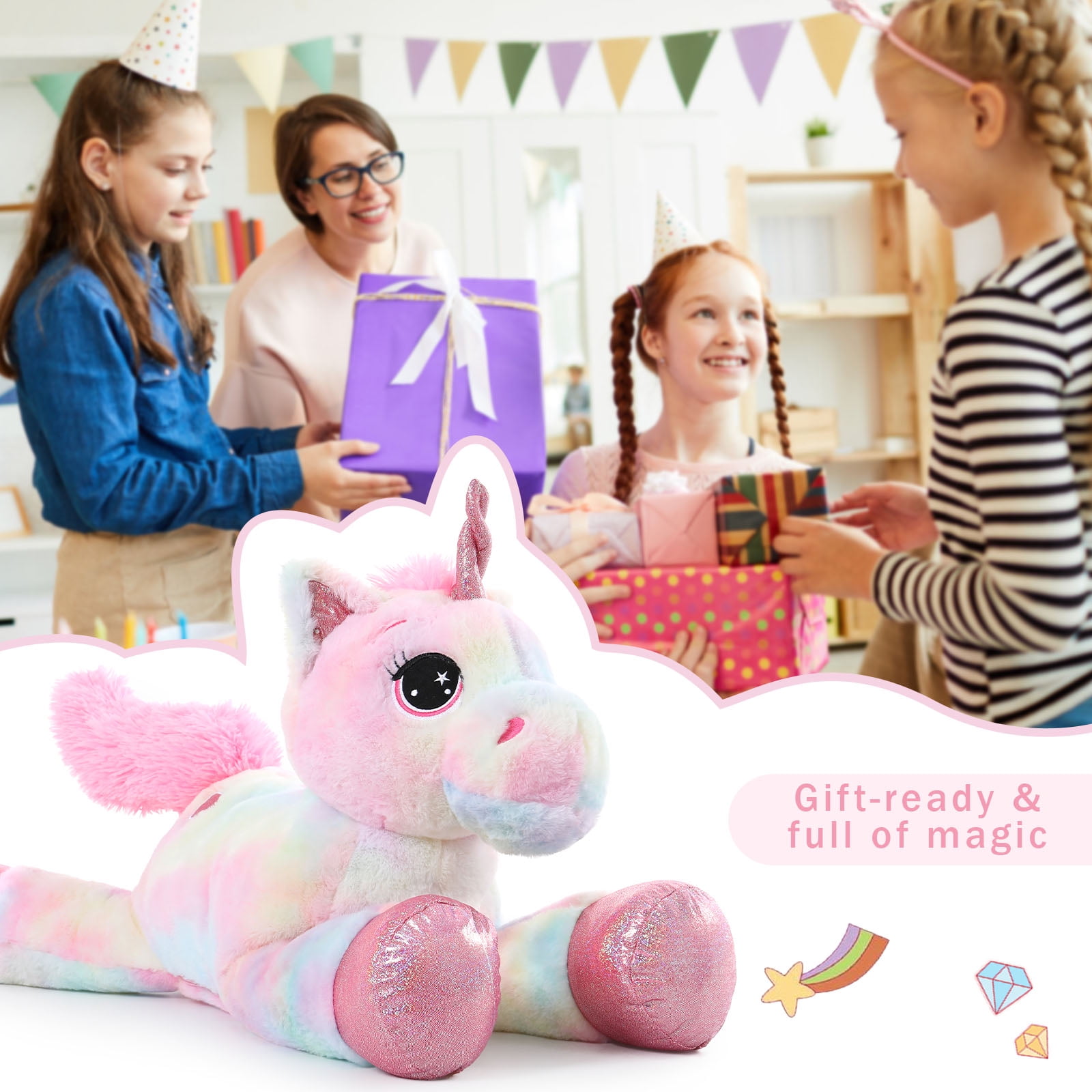 MaoGoLan Giant Unicorn Stuffed Animal Plush Toy, Soft Huggable Pillow for Kids (Pink, 43 in) d1549