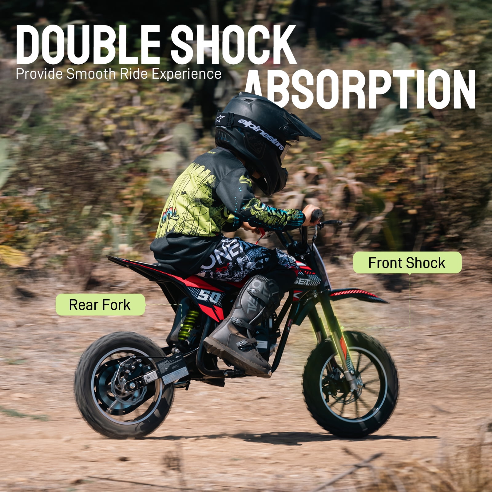 QEASET Gas Dirt Bike 4-Stroke Mini Motorcycle for Teens and Adults (Red, 330 lb Capacity) nta3x
