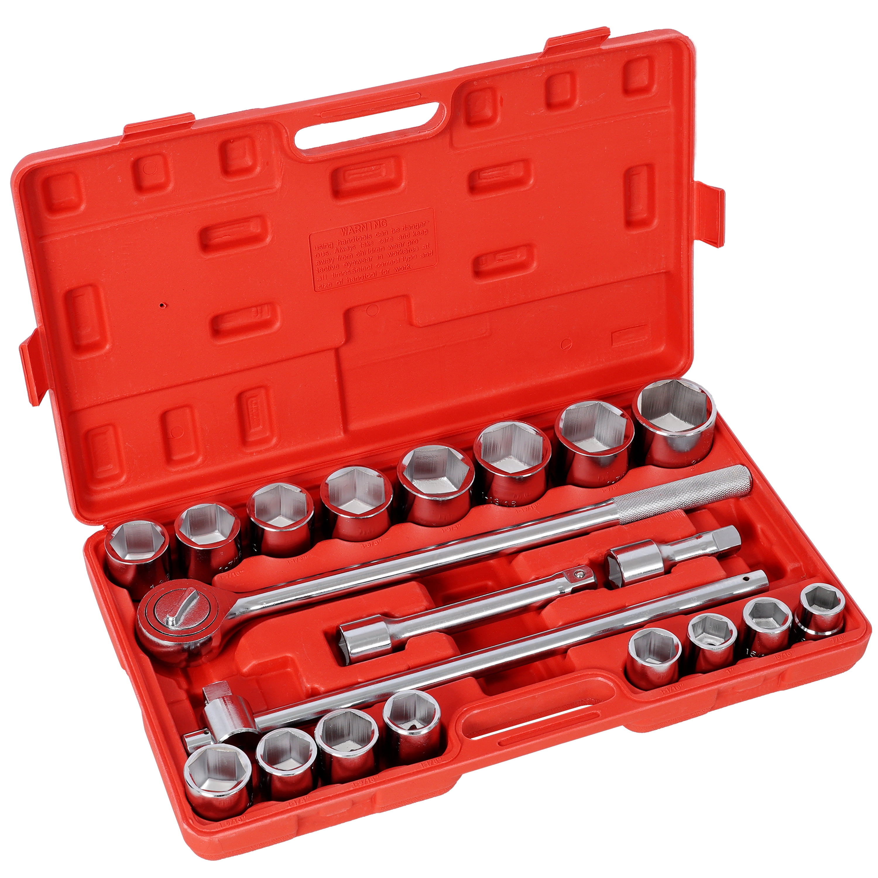 ZHISHENG 21-Piece 3/4-Inch Drive 6-Point SAE Socket Set (Red, 21-Piece) m1w5h