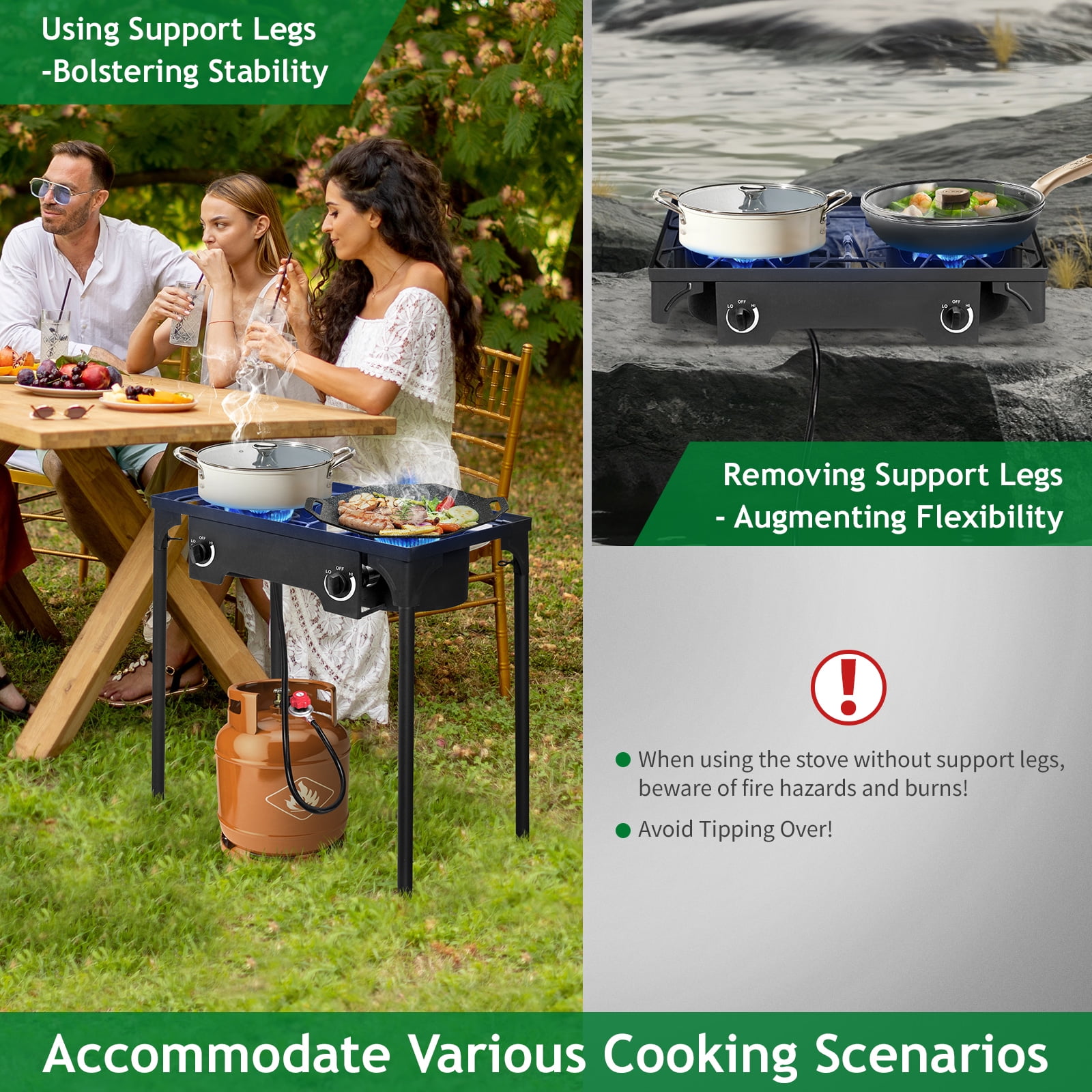 Ktaxon 2-Burner Outdoor Camping Stove Portable Propane Grill Stand (31 in x 16 in x 30 in) r66bi