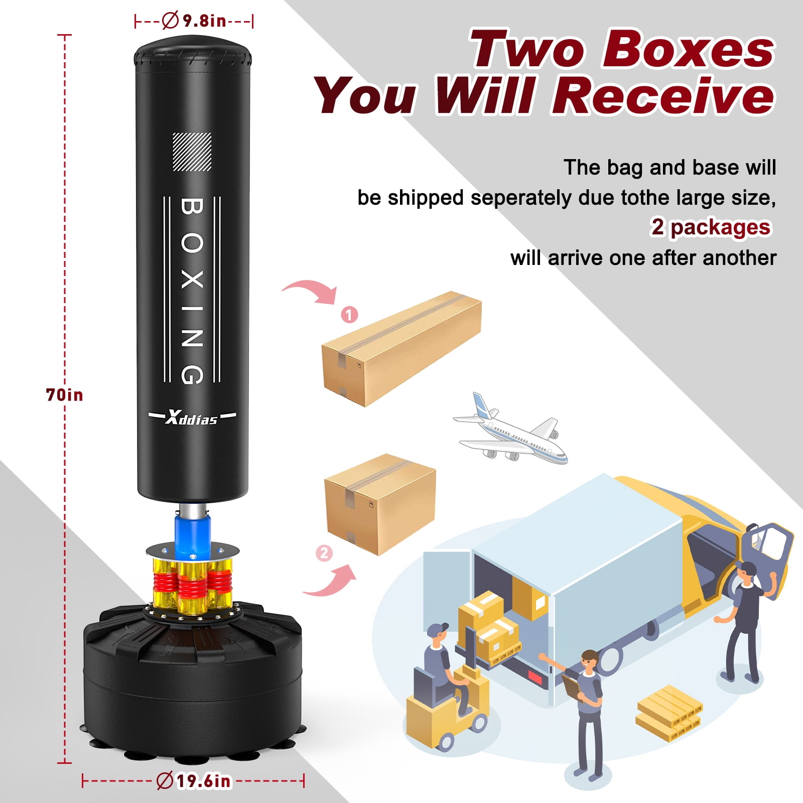 GIKPAL Freestanding Punching Bag with Boxing Gloves, Heavy-Duty Kickboxing Stand for Adults and Teens (Black, 70 in) p9suf