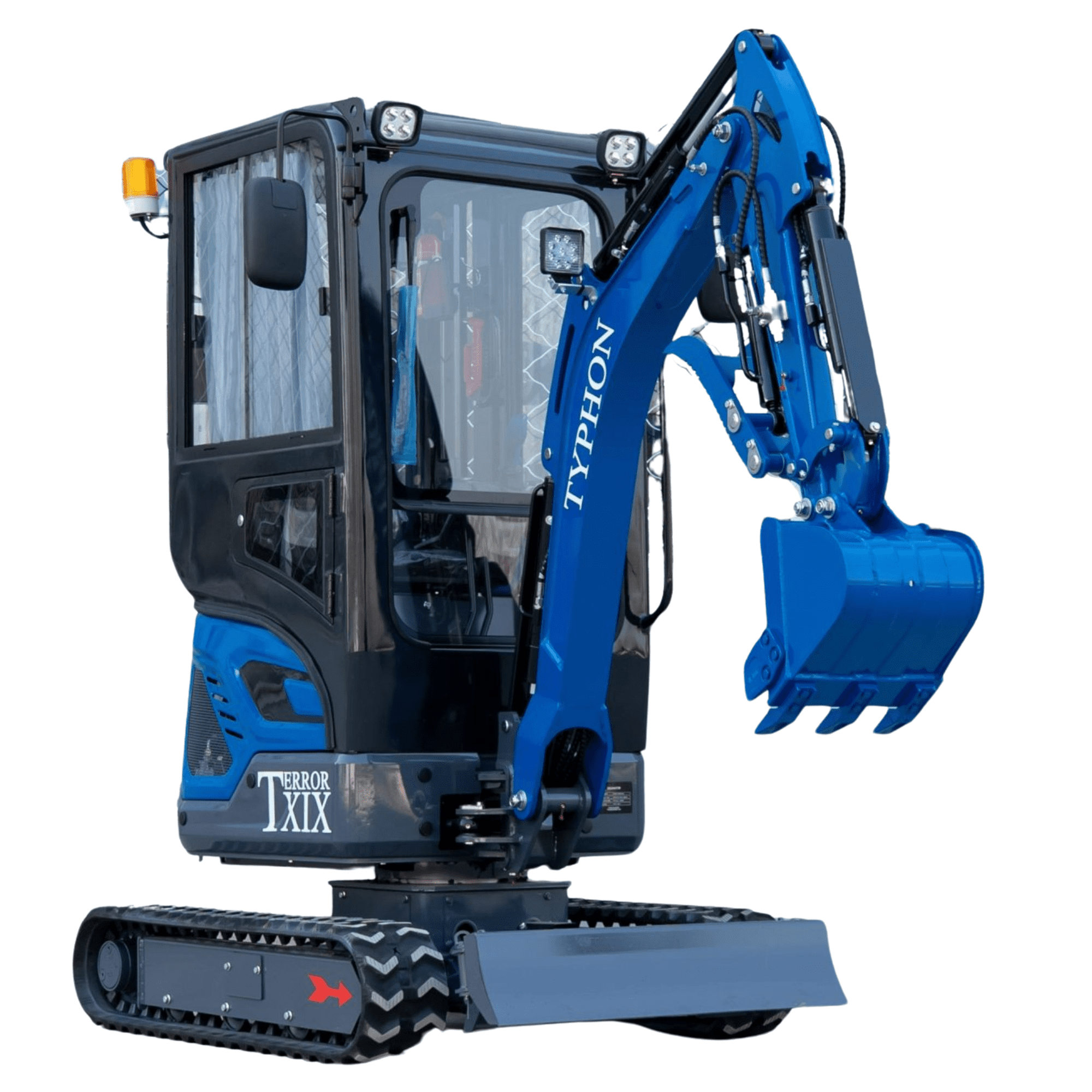 TYPHON Terror XIX Prestige Mini Excavator, Kubota D902 Engine, Retractable Tracks, A/C Cabin (Blue, 4200 lb) z1gue