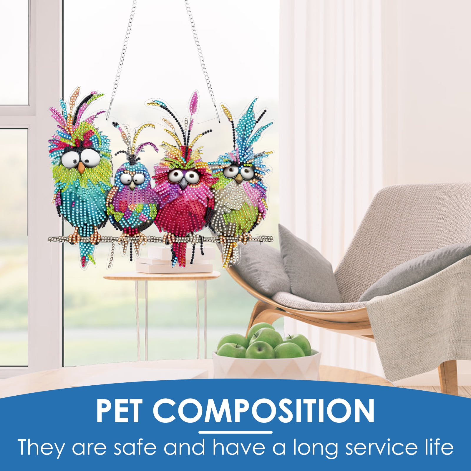 Wekvgz 5D Diamond Painting Ornament Kit, Double Sided Bird Craft Set for Home Decor (Multicolor, 1 Pack) qi3bw