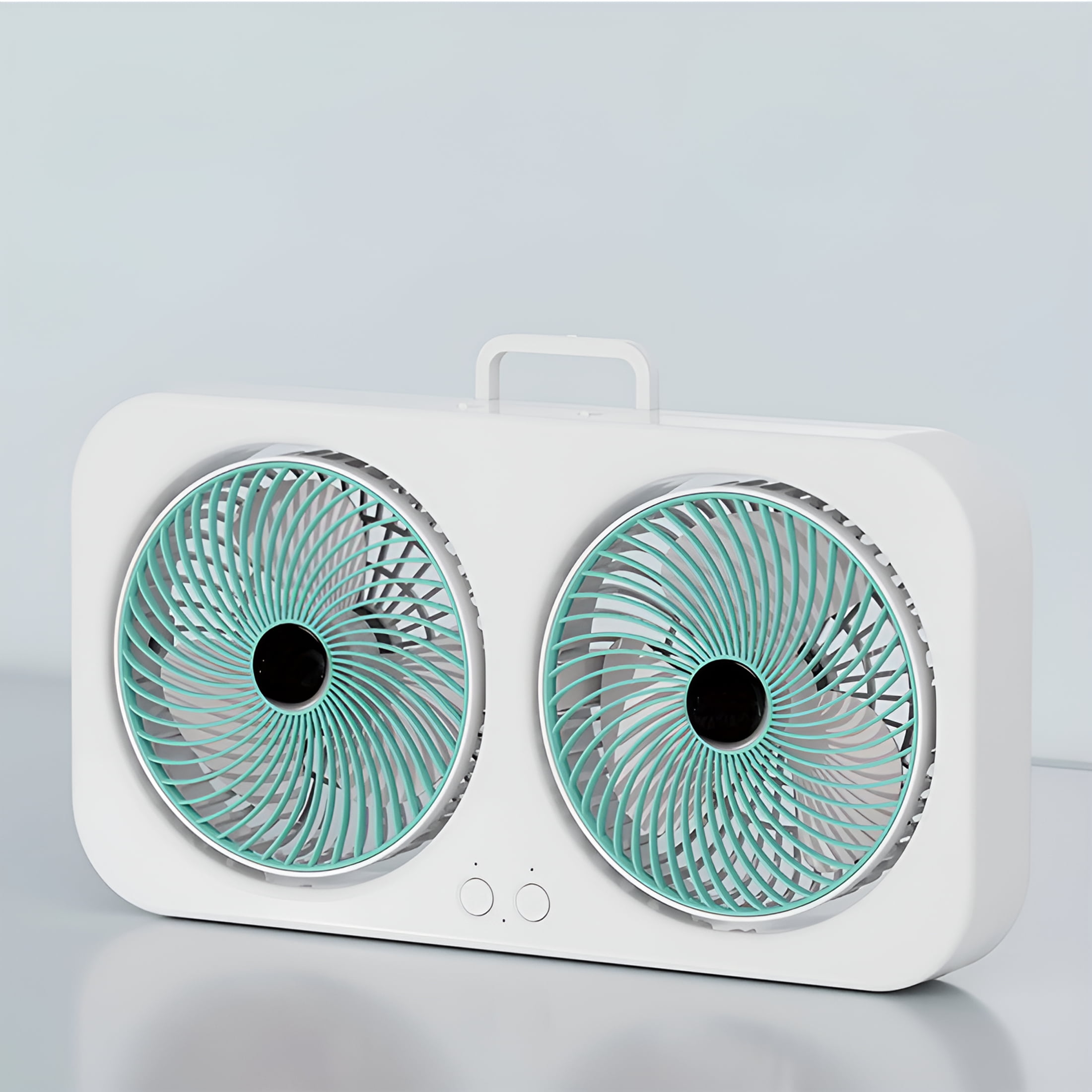 Hibibud Window Fan for Bedroom, Dual 180 Degree Rotating Heads, Energy-Efficient Air Circulation (Green, 15.7 in) b8mw4