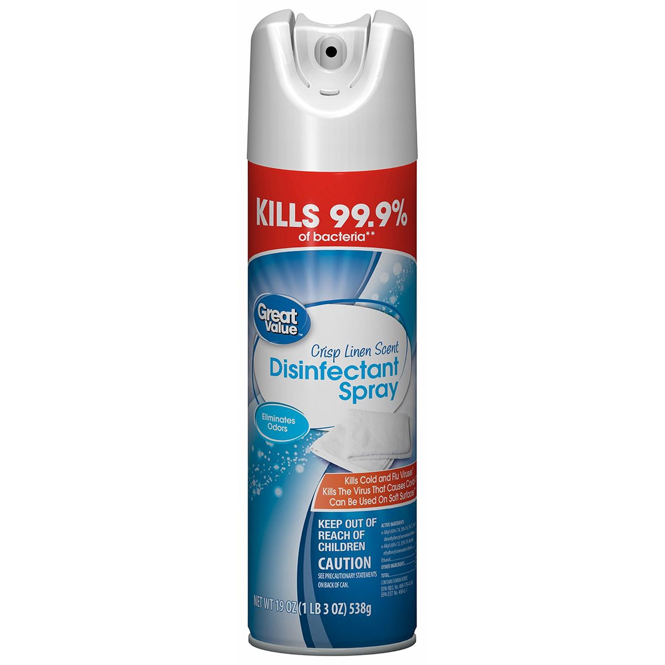 Great Value Disinfectant Spray Crisp Linen (19 oz) 14803