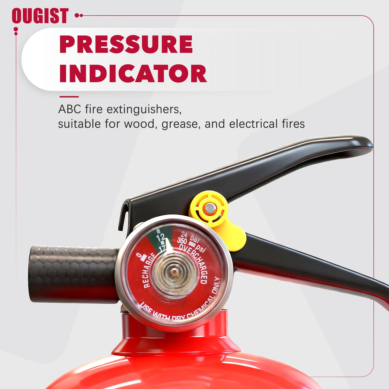 Ougist ABC Fire Extinguisher for Home and Vehicle, Multi-Purpose Dry Chemical Safety Device (Red, 2.5 lb) gfka7