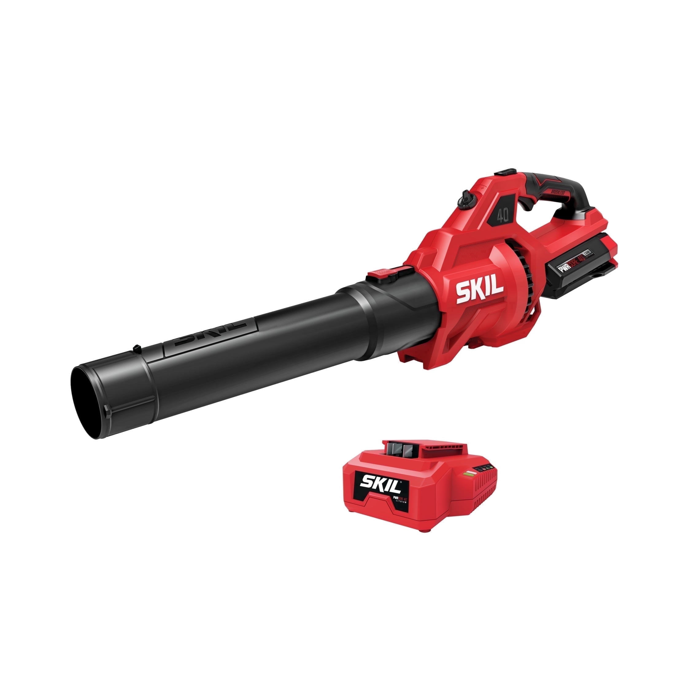 SKIL PWR CORE 40V Brushless Leaf Blower with 2.0Ah Battery and Charger (460 CFM, 120 MPH) jkv9o