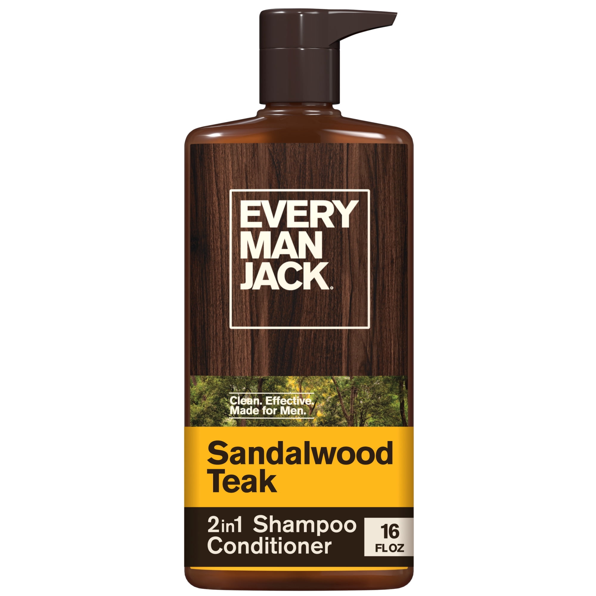 Every Man Jack Sandalwood Teak Daily 2-in-1 Shampoo and Conditioner for Men (Sandalwood Teak, 16 oz) 7gtl2