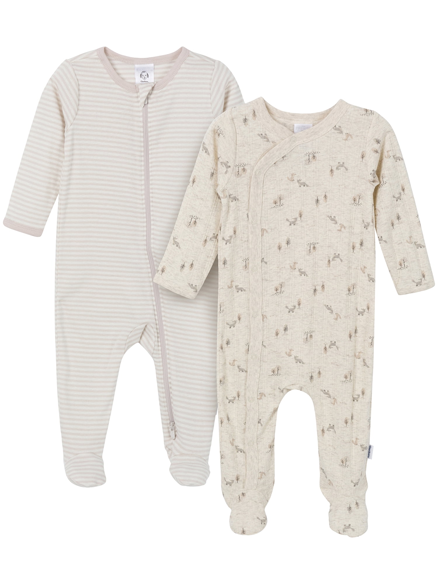 Gerber Gender Neutral Sleep 'N Play Footed Pajamas (Soft Cotton, 2-Pack, Preemie - 6/9 Months) cvfvw