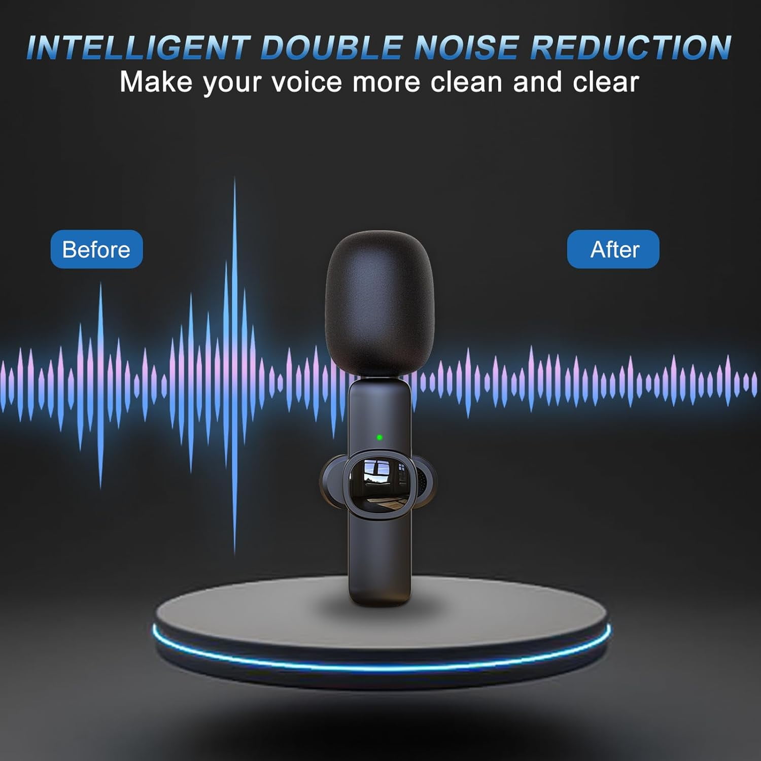 XINNIUT Wireless Lavalier Microphone System with Noise Cancellation (Black, 2-Pack) 57jjw