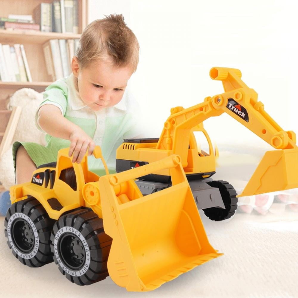 Facvoer Construction Vehicle Toy Set, Realistic Excavator, Dump Truck, and Loader for Sandbox Play (Yellow, 3-Piece Set) tkc4l