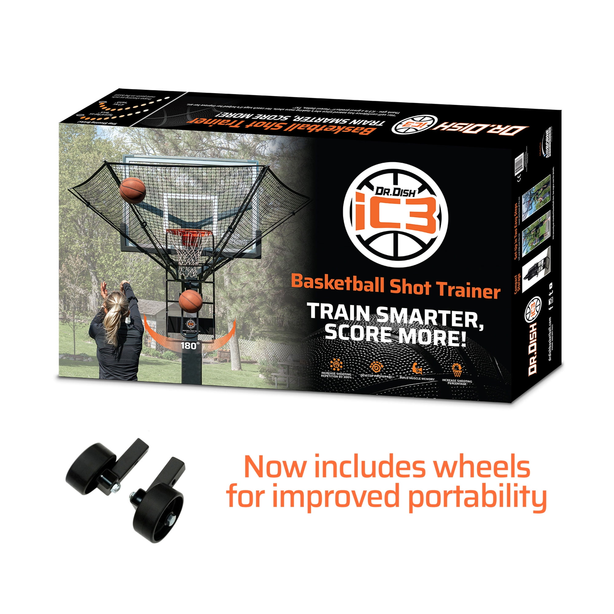 Dr. Dish iC3 Basketball Shot Trainer Rebounder System (Black, 35 lb) 2hye9