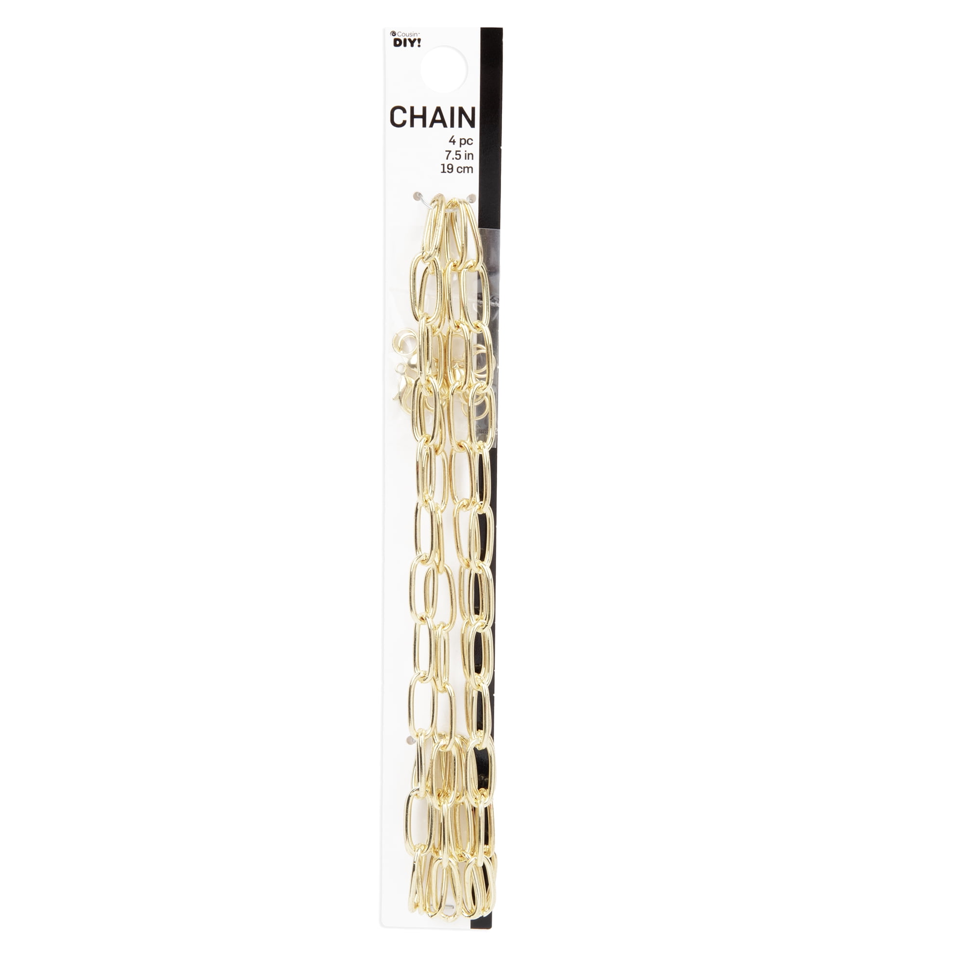 Cousin DIY Gold Dainty Long Link Chain for Jewelry Making, Durable Metal Bracelet Base (Gold, 7.5 in, 2 Pack) gkdfa