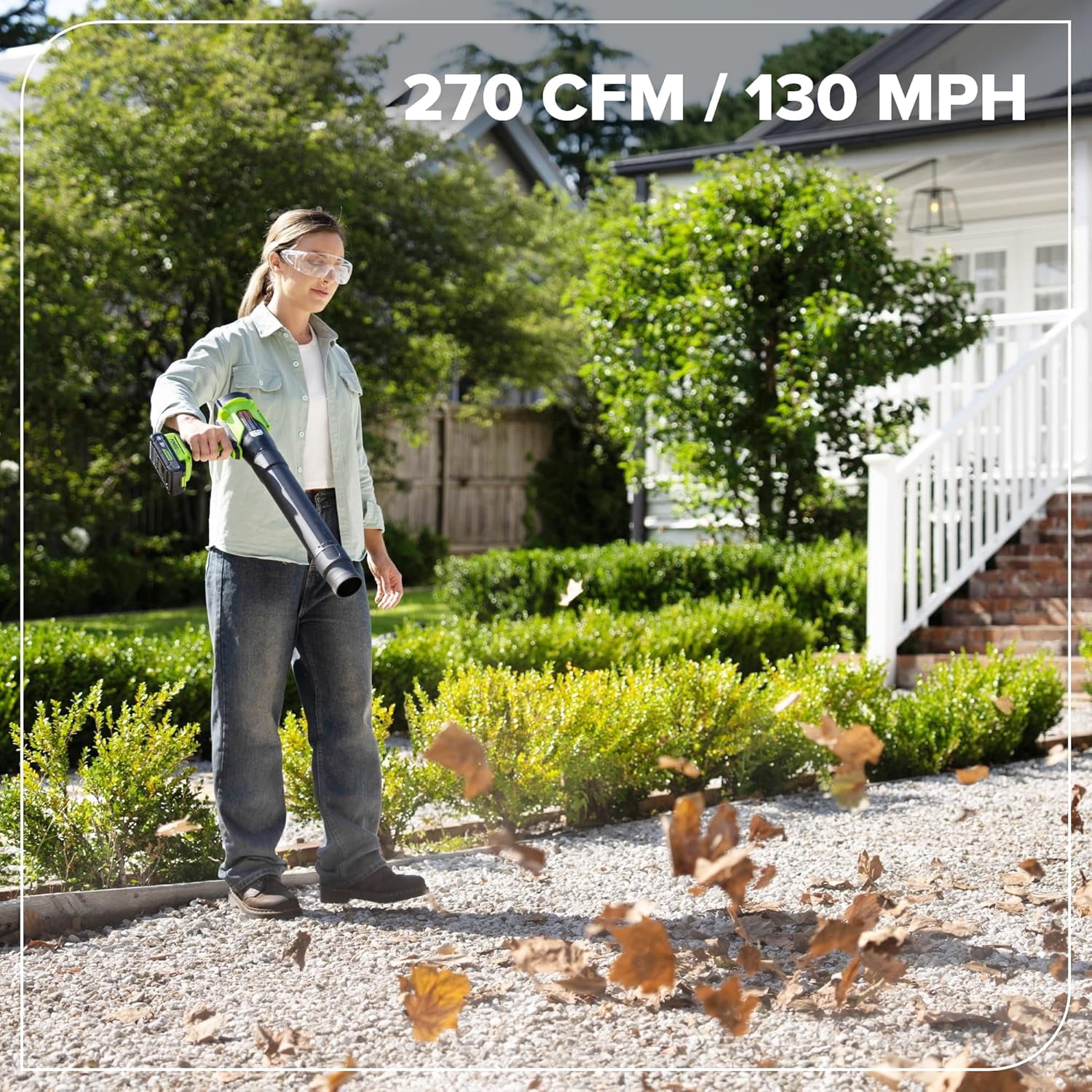 Greenworks 24V Brushless Compact Leaf Blower, High-Performance Yard Cleanup Tool (Green, 3.0Ah Battery and GaN Charger Included) oviqn