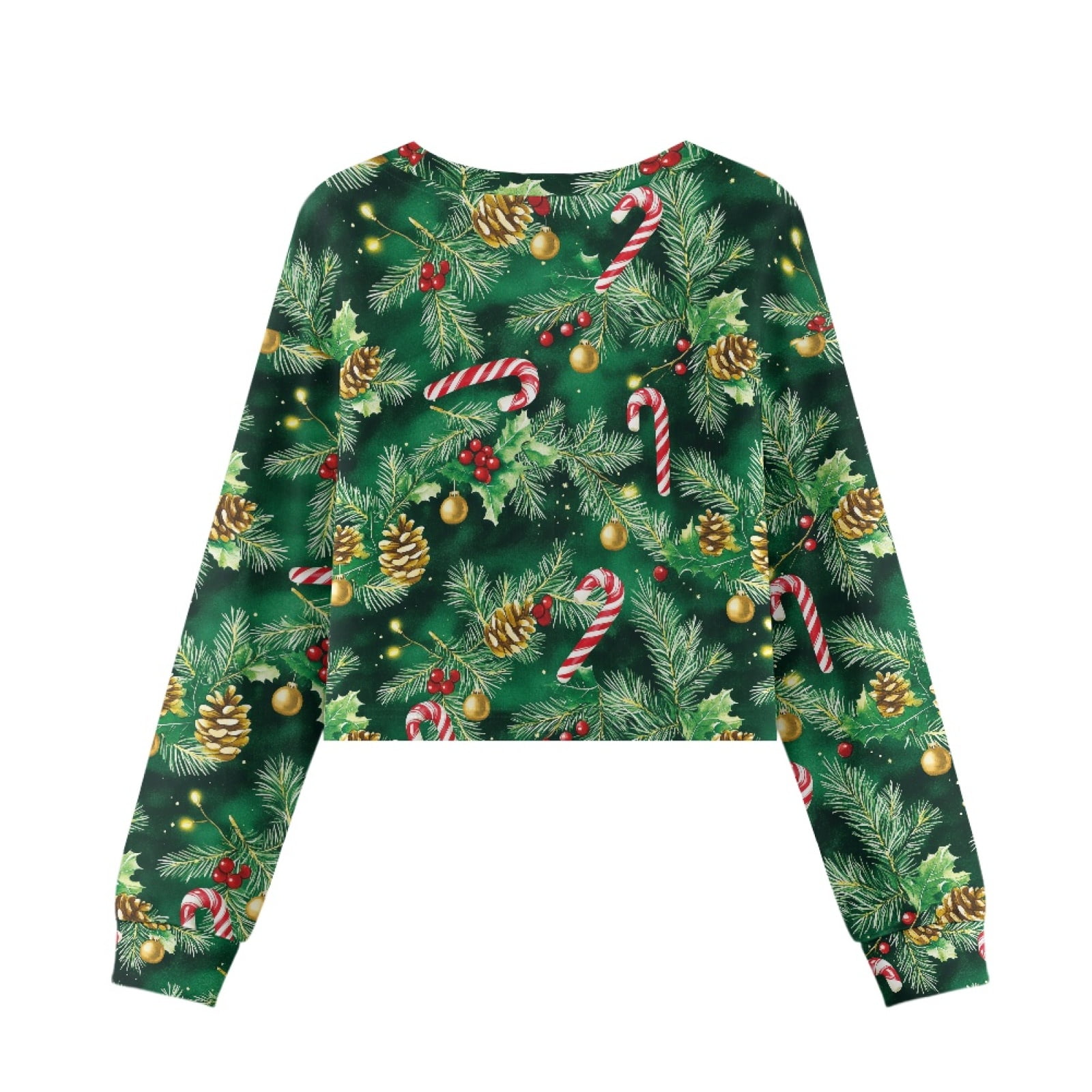Xoenoiee Girls Christmas Print Cropped Sweatshirt Long Sleeve Pullover (Multi, 7-8 Years) mxjtx