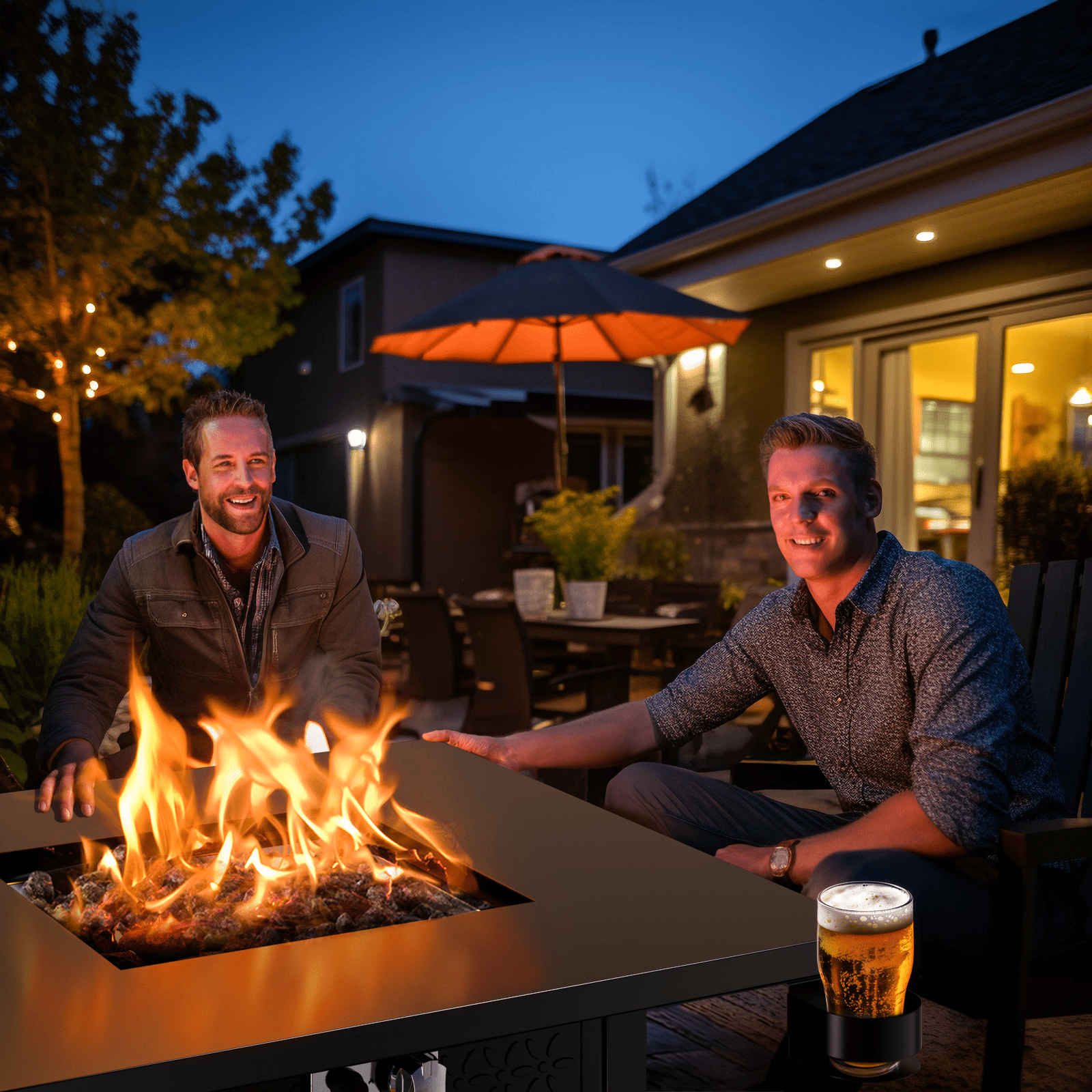 Philergo 28 Inch Propane Gas Fire Pit Table with Lid and Lava Rock (Black, 28 in) 5vdul