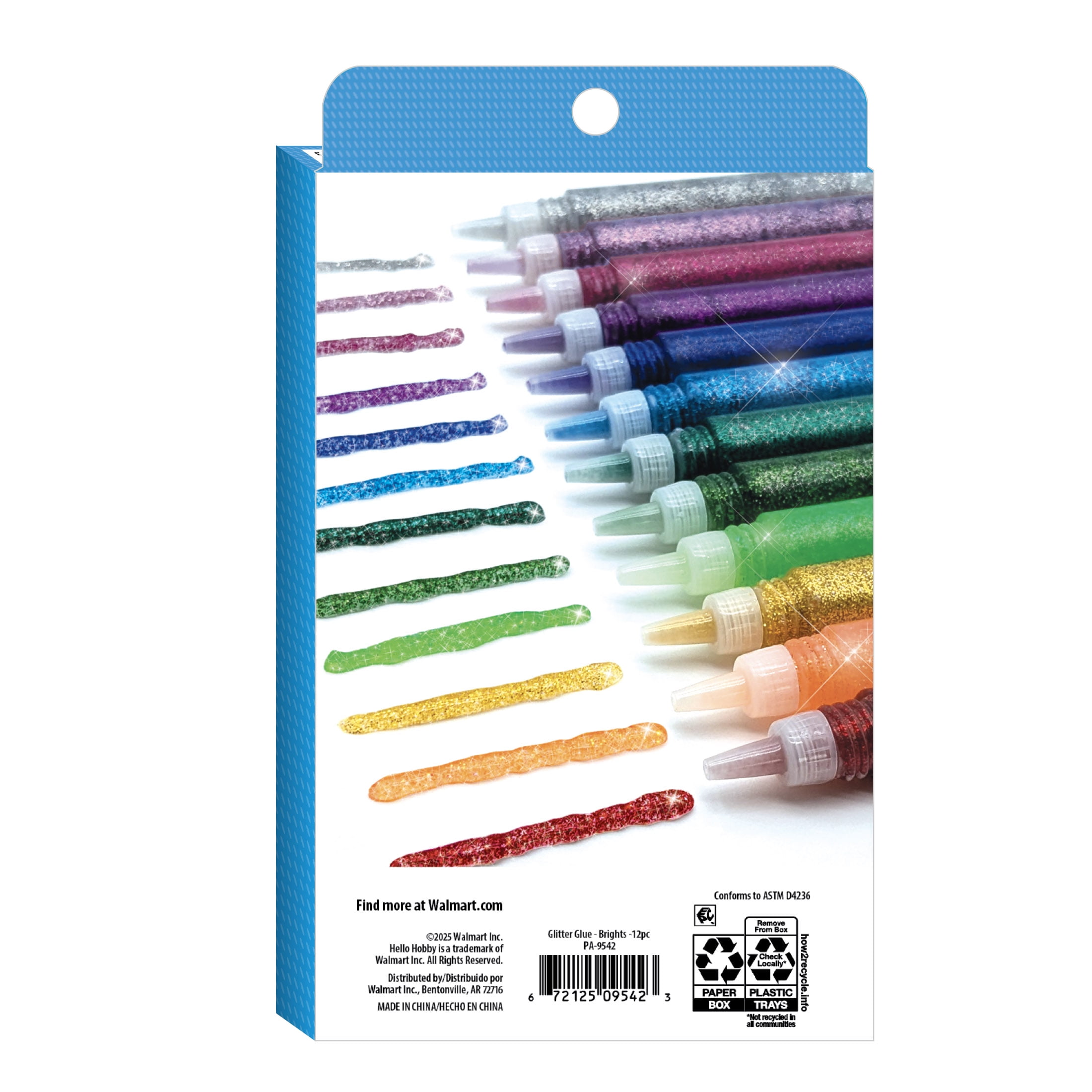 Hello Hobby Glitter Glue Pens for Arts and Crafts, Non-Toxic Adhesive Set (Assorted Colors, 12 Pack) ewcxh
