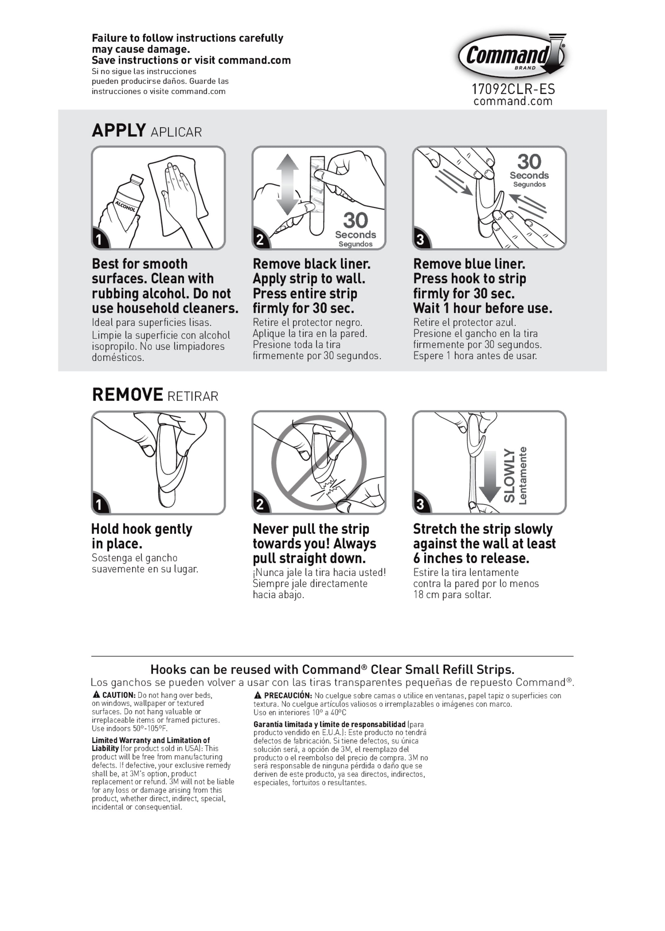 Command Clear Adhesive Hooks for Damage-Free Hanging (Clear, 60 Count) ey58b