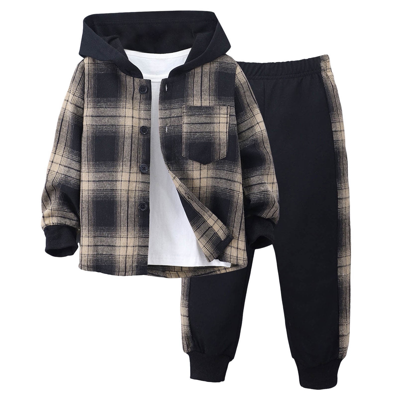 Staki Boys 2-Piece Sweatsuit Set Long Sleeve Hoodie and Camouflage Pants (Brown, 3 Years) 3t2oc