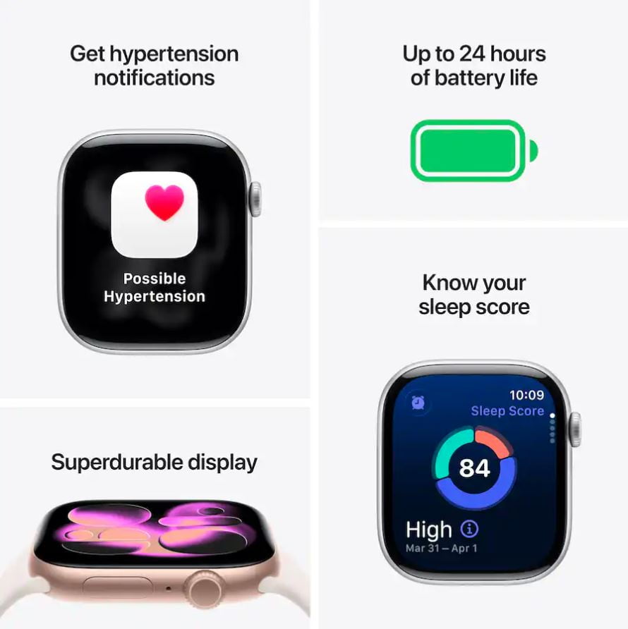 Apple Watch Series 11 GPS 46mm Silver Aluminum Case with Anchor Blue Sport Band (M/L) v47yb