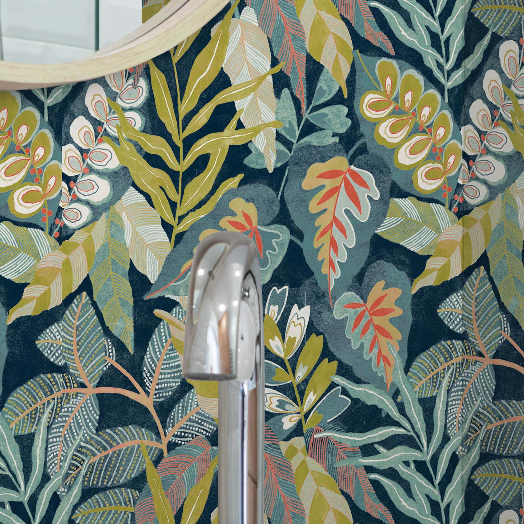 Roommates Studio Malena Floral Peel and Stick Wallpaper (Blue, 30.75 sq ft) zsz58