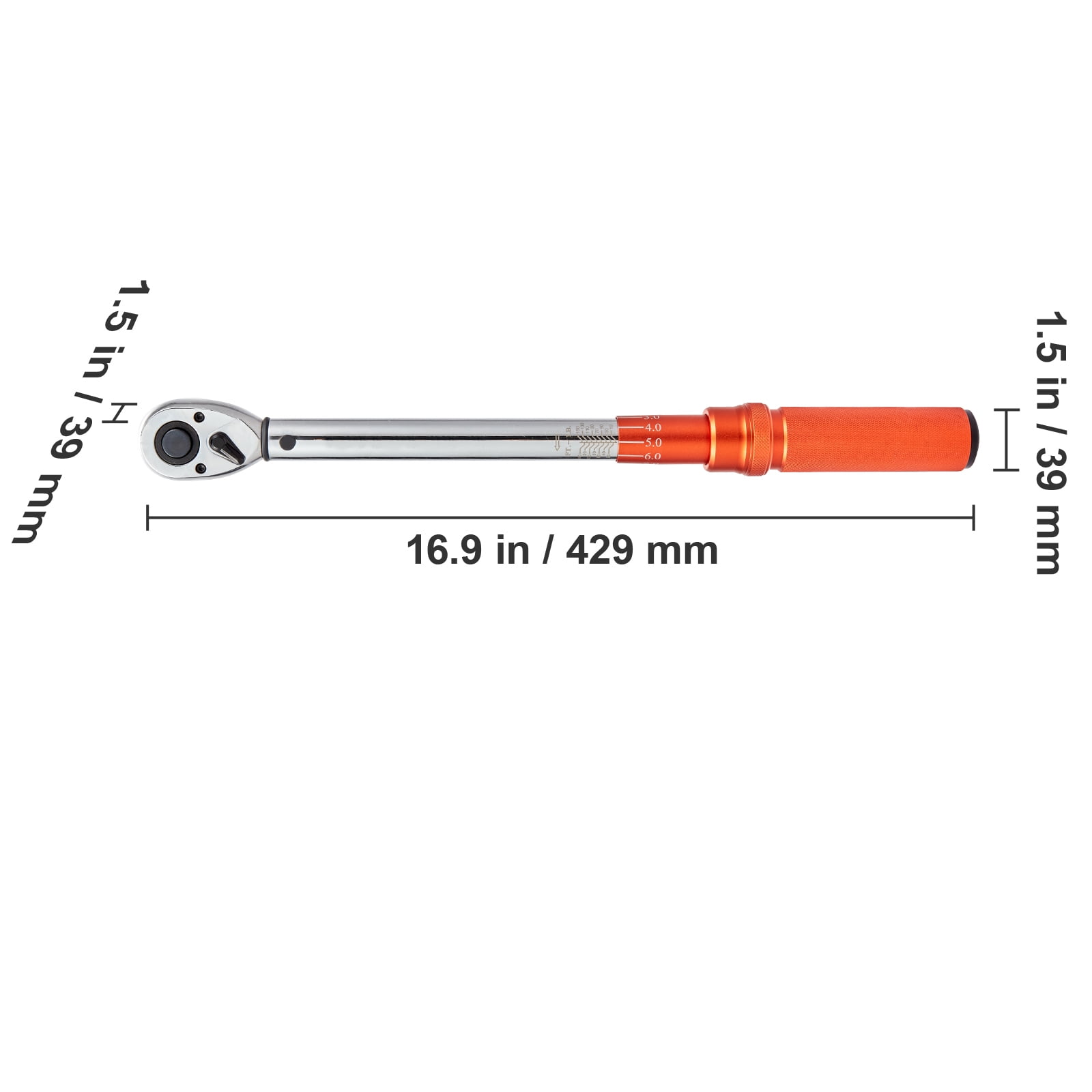 KFFKFF 1/2-inch Drive Torque Wrench Set, Dual-Direction Click Mechanism, 10-150 ft.lb Range (Orange, 1 Set) 5h8l6