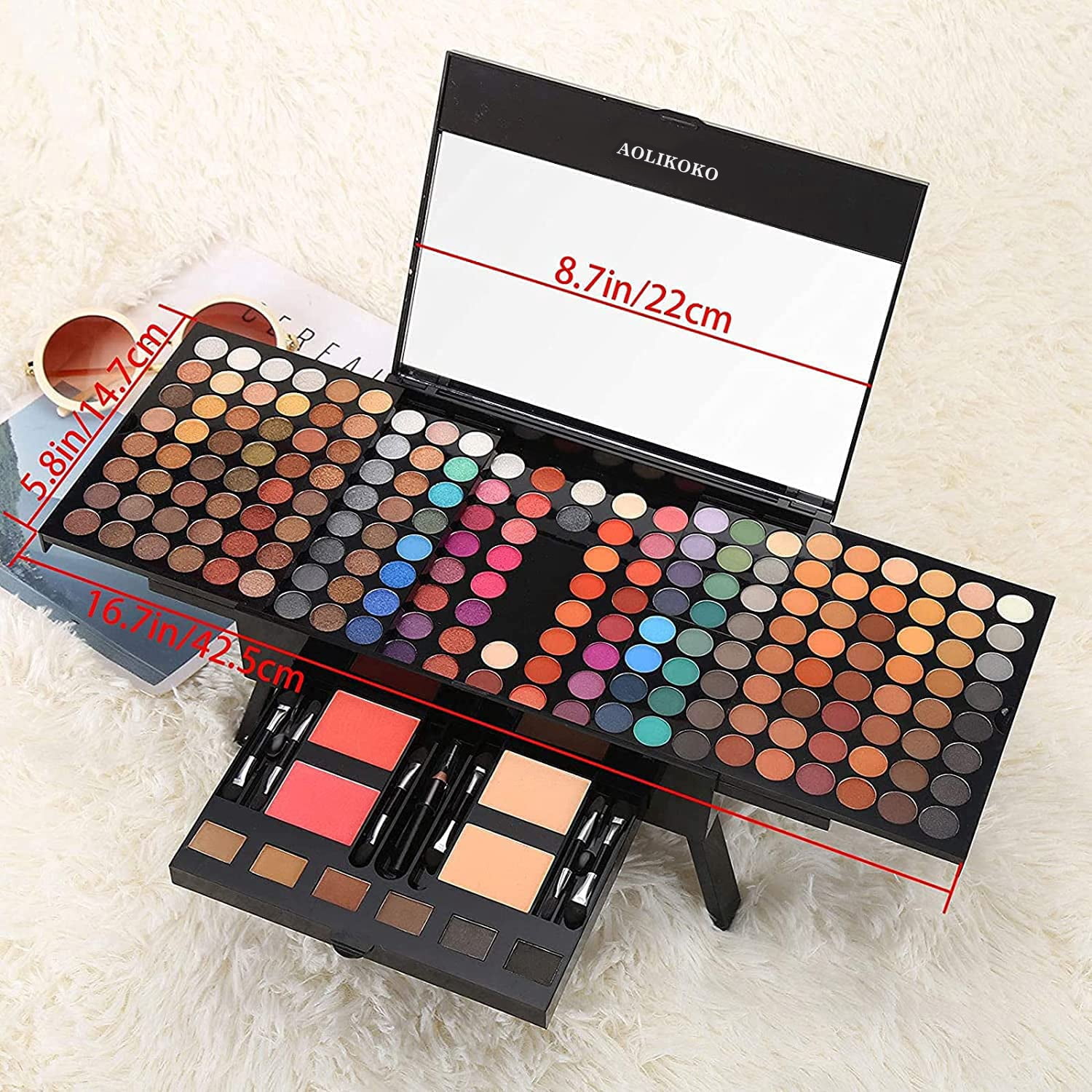 AOLIKOKO 190-Color Professional Makeup Kit (All-in-One Cosmetic Set with Eyeshadow, Lipstick, and Brushes, Multi-Color) vl7ty