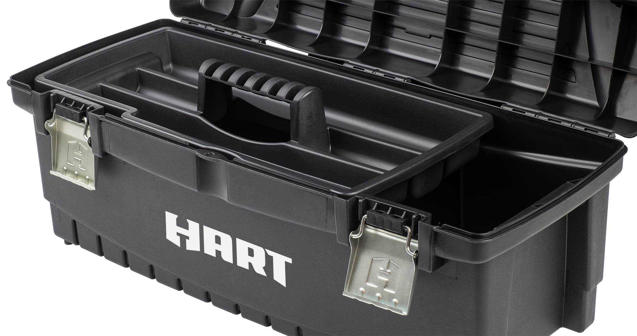 HART 26 in Toolbox, Heavy-Duty Resin Tool Storage and Organization (Black/Blue, 26 in) rbtb6