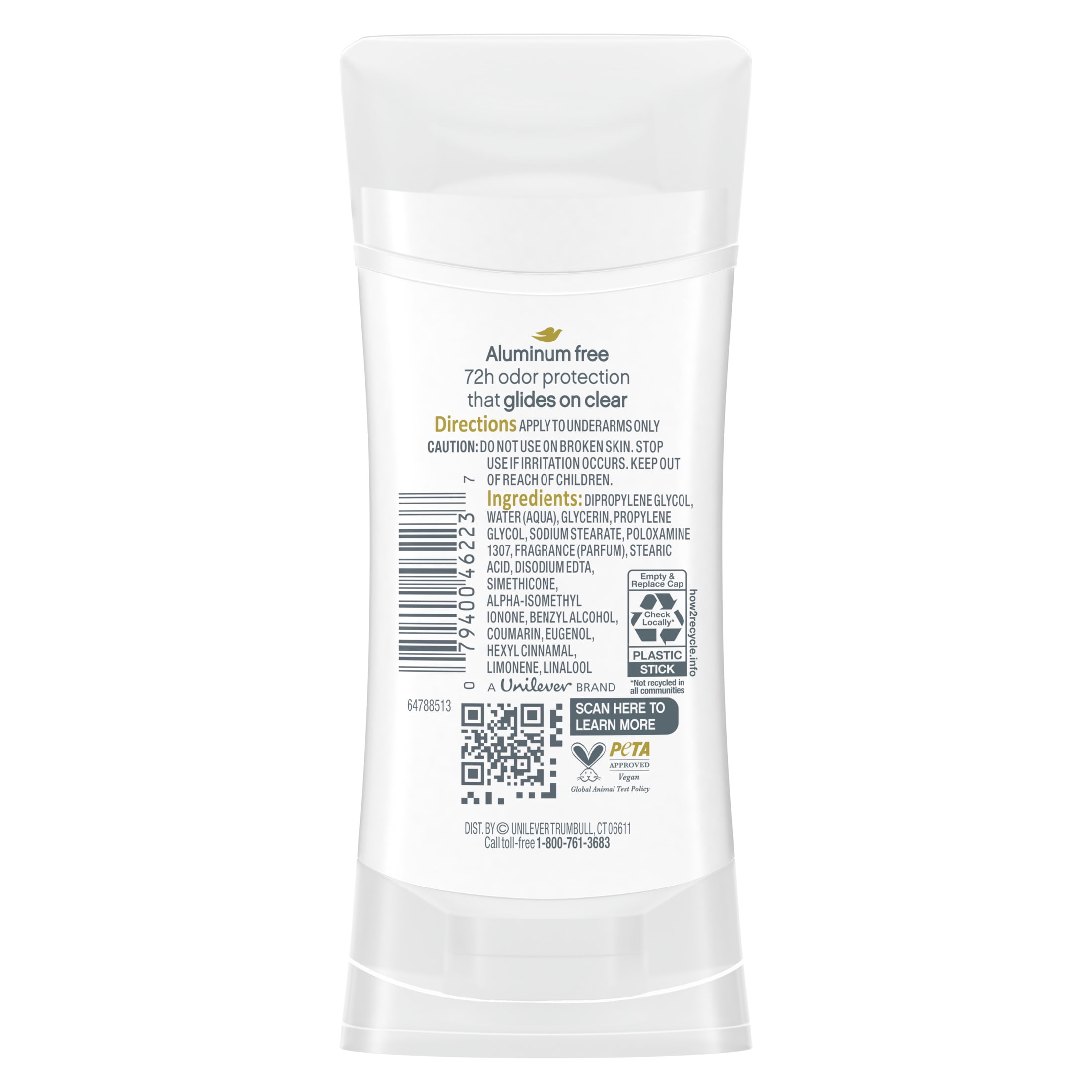 Dove 0% Aluminum Deodorant Stick for Women, Coconut and Pink Jasmine Scent (Pink, 2.6 oz) cyzt6