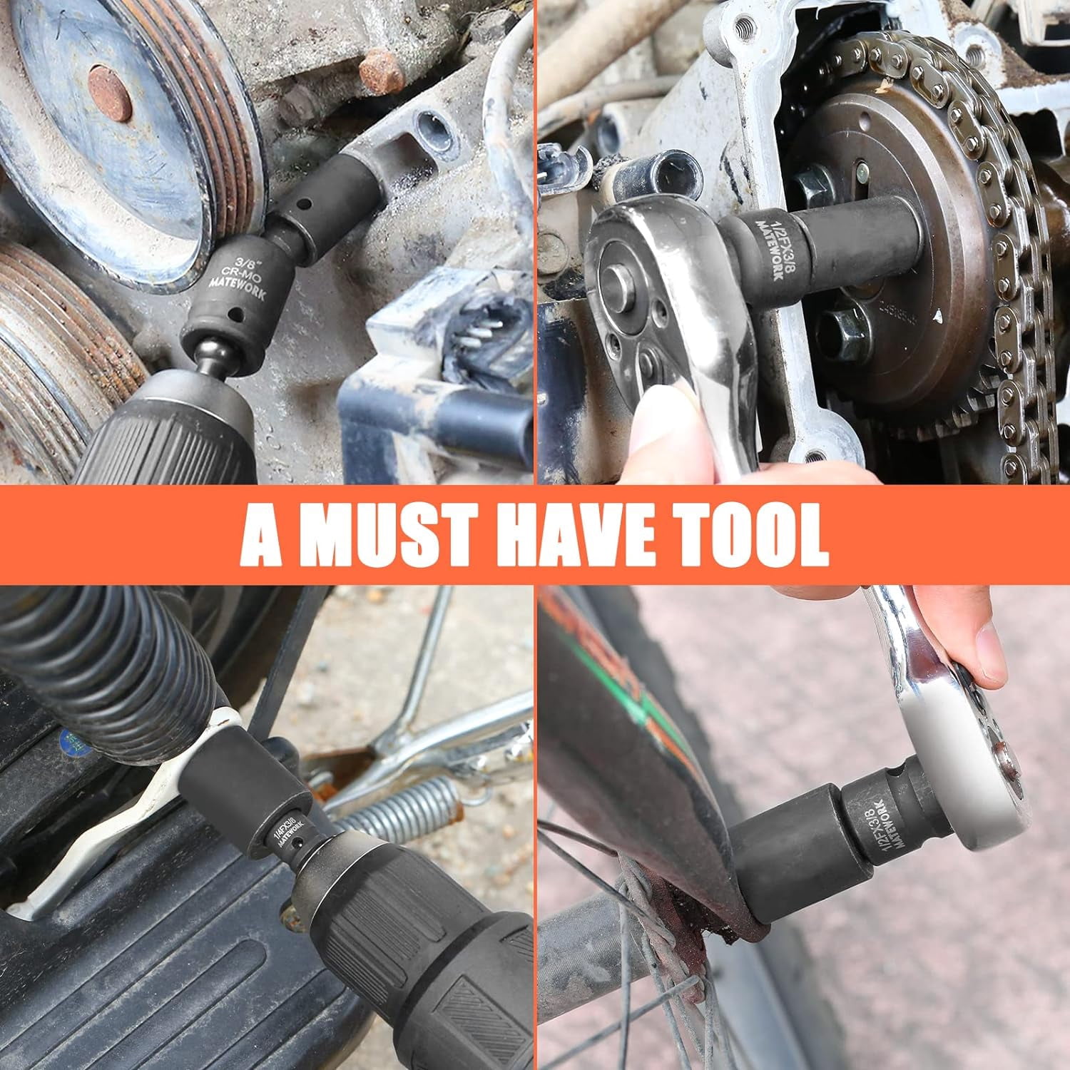 Matework 17-Piece Impact Socket Adapter and Universal Joint Set (1/4 in, 3/8 in, 1/2 in Drive) xv7x6