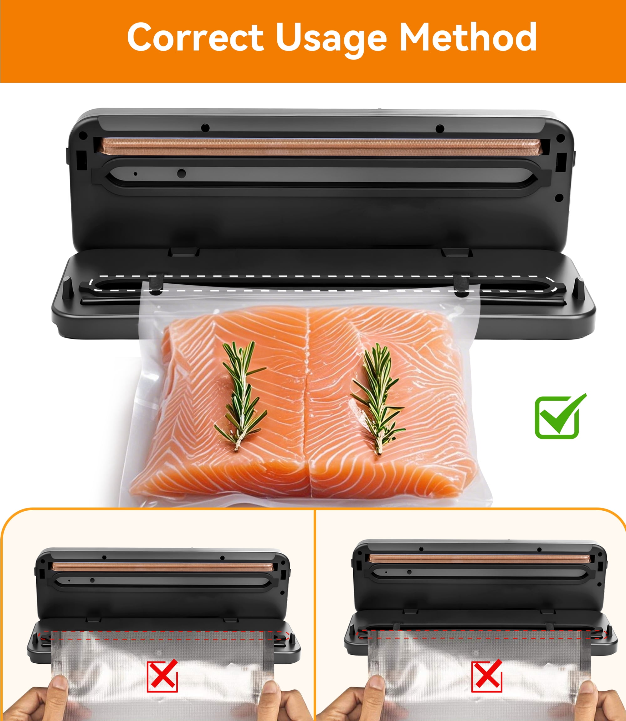 M Buder Vacuum Sealer Machine, Automatic Food Preservation System with Built-in Cutter (Black, 11.8 in) eydpy