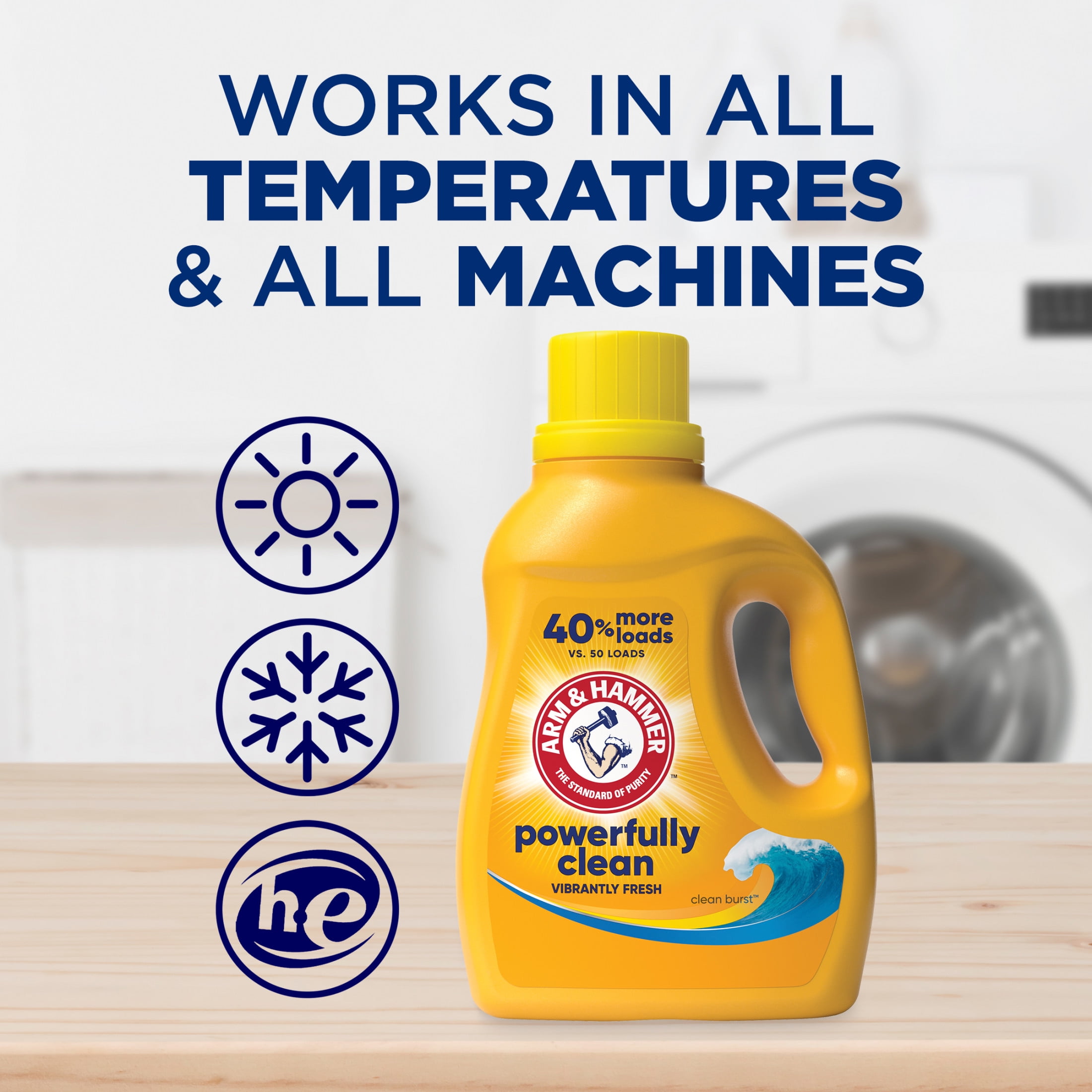 ARM & HAMMER Liquid Laundry Detergent, Clean Burst Fresh Scent, Deep Cleaning Formula (33 fl oz) jo1c9