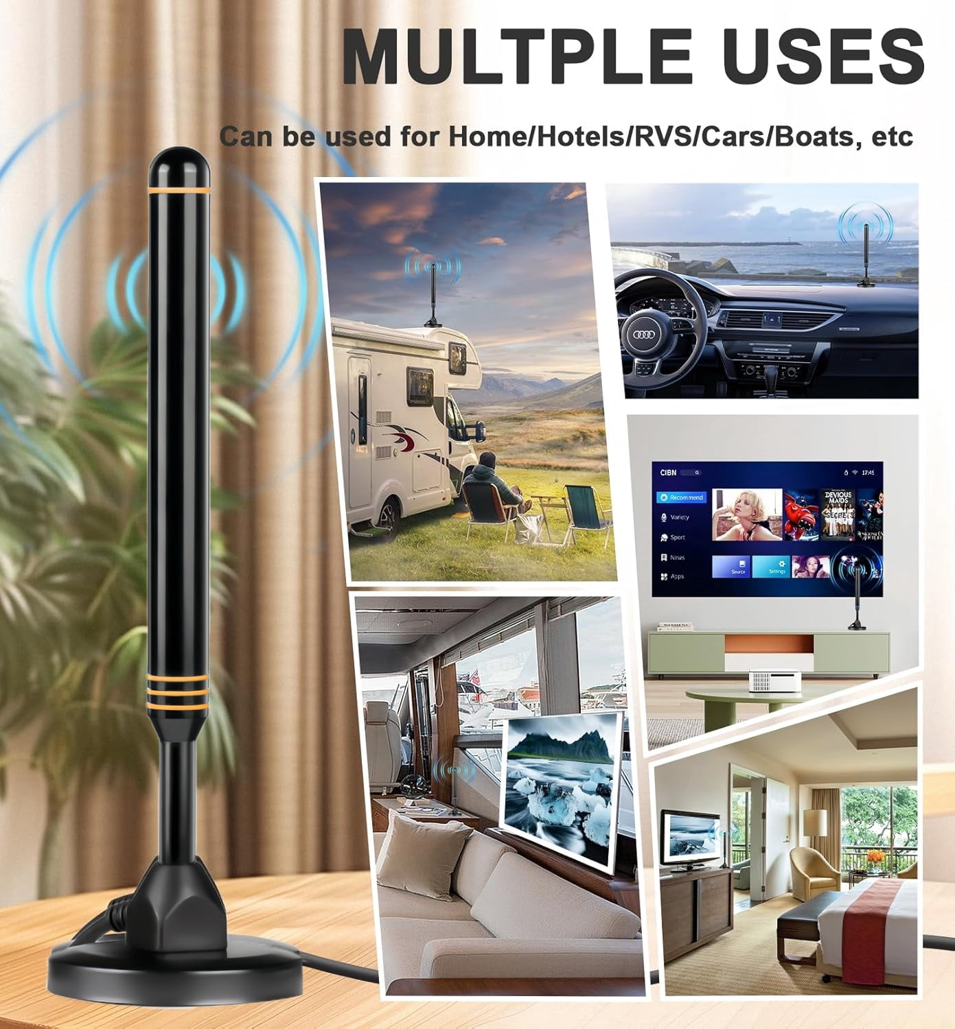 DNXNIAIFY Amplified HD TV Antenna for Local Channels (Orange, 1 Pack) wdhp1