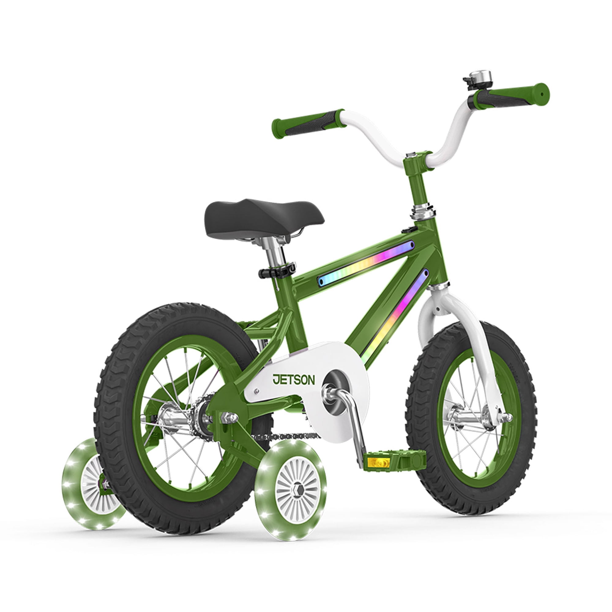 Jetson Light Rider 12 Kids Light-Up Bike with Training Wheels (Green, 12 in) glmw8