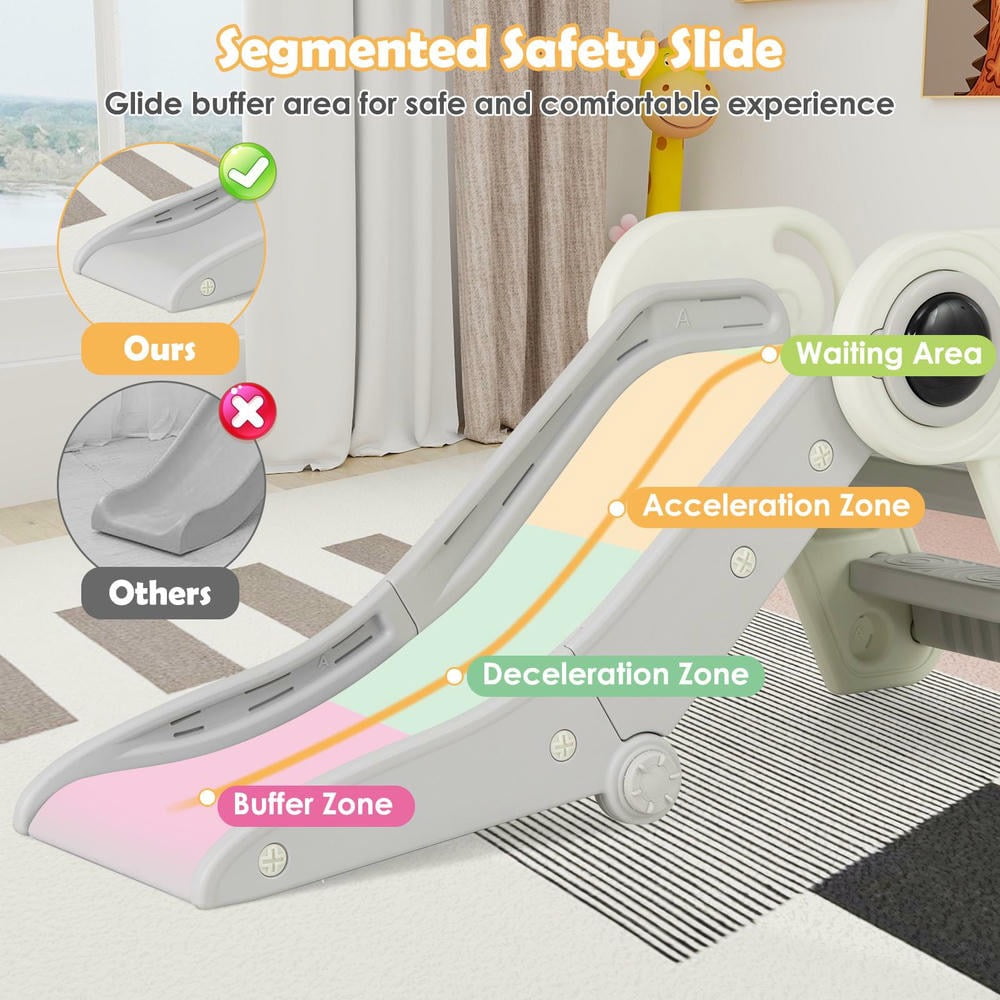 Barara King 2-in-1 Toddler Slide and Climber Playset (Gray, 48 in x 24 in x 30 in) j634i